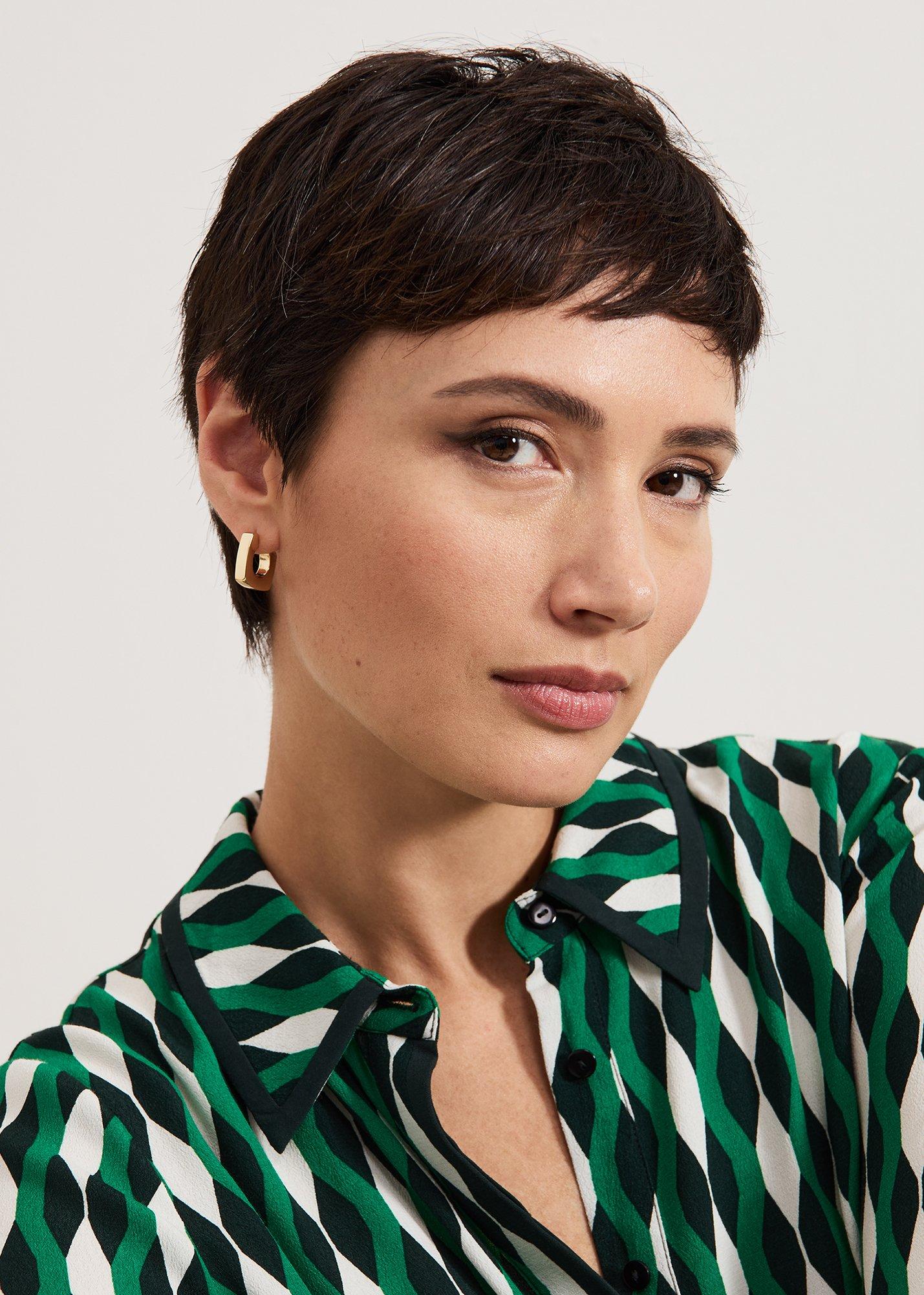 Gold Square Hoop Earring