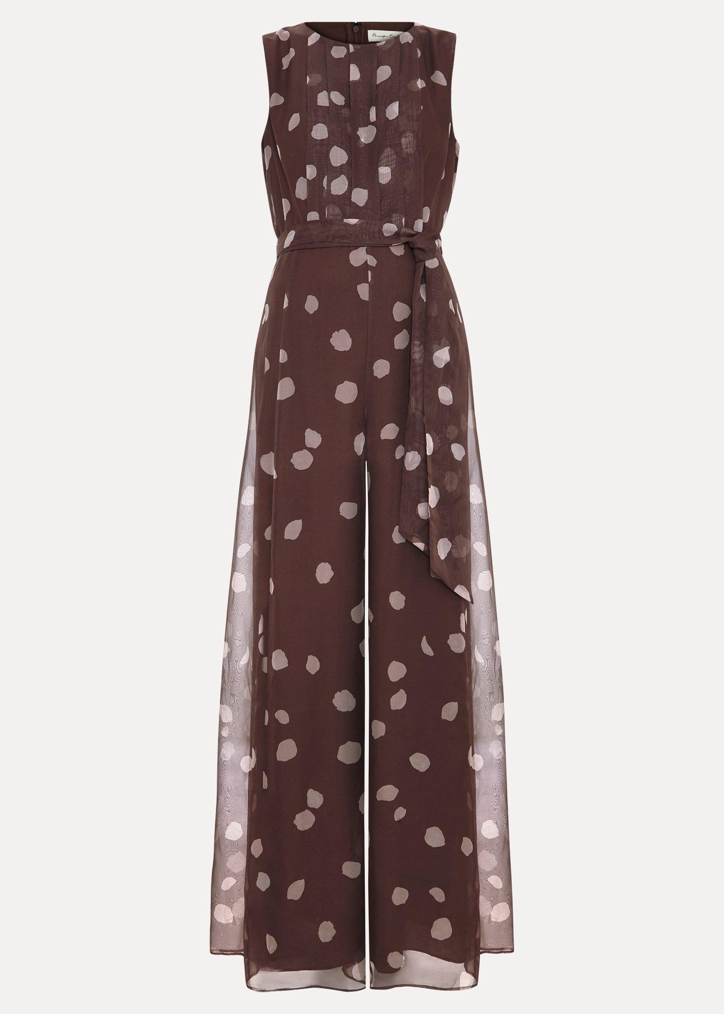 Petite Maxine Spot Wide Leg Chiffon Jumpsuit