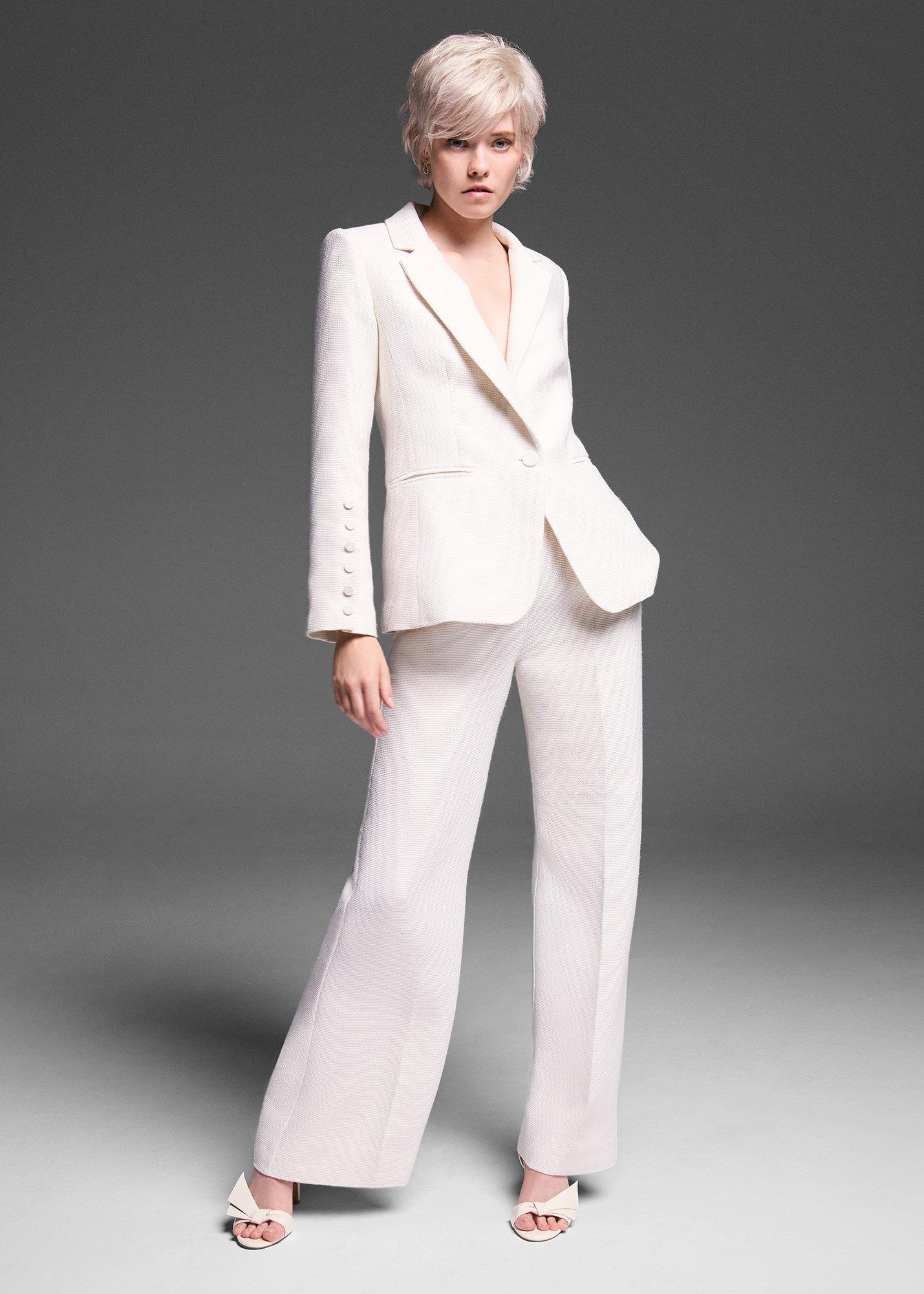 Bridgette Cream Textured Wide Leg Trousers