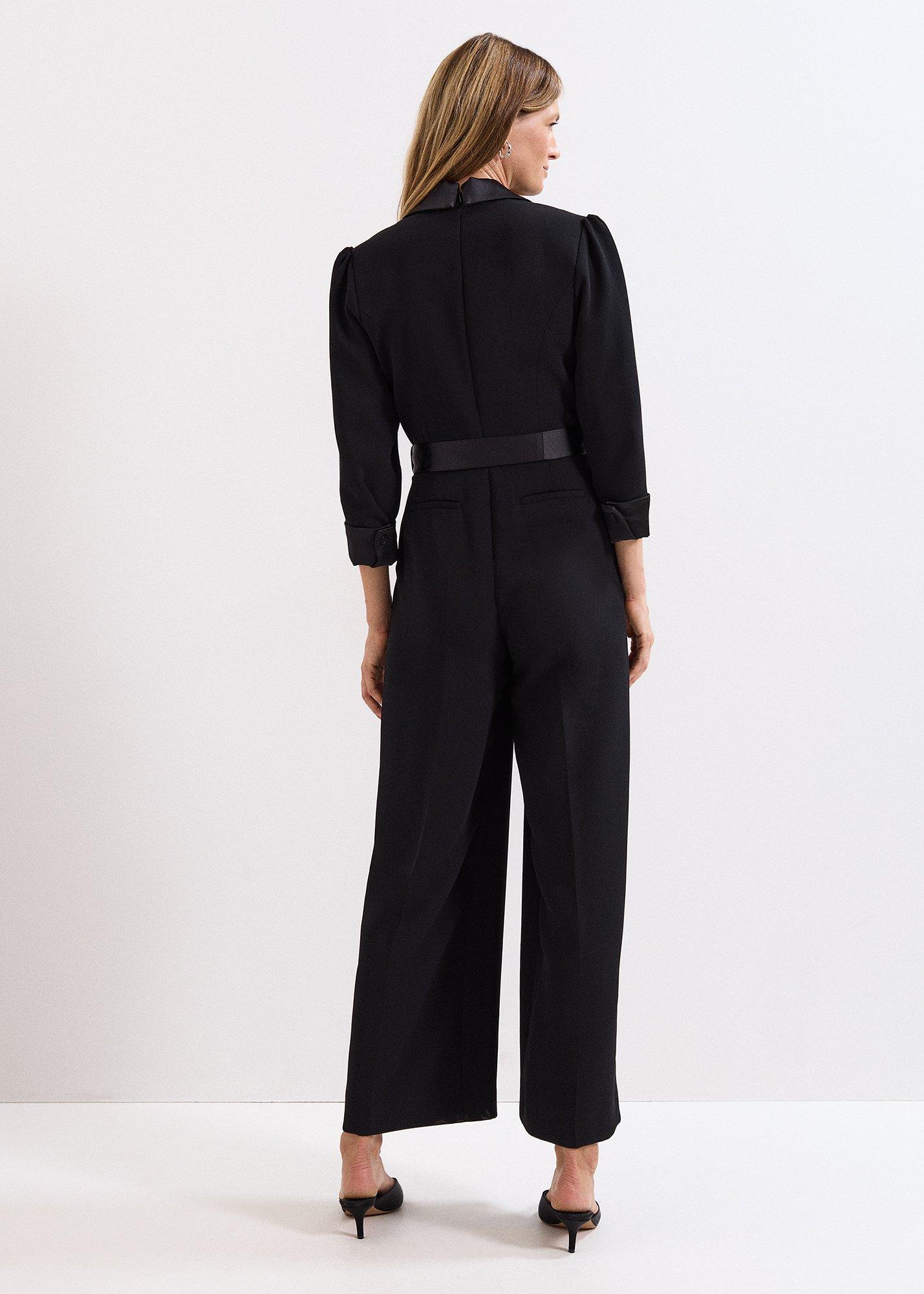 Petite Kylie Black Tux Jumpsuit