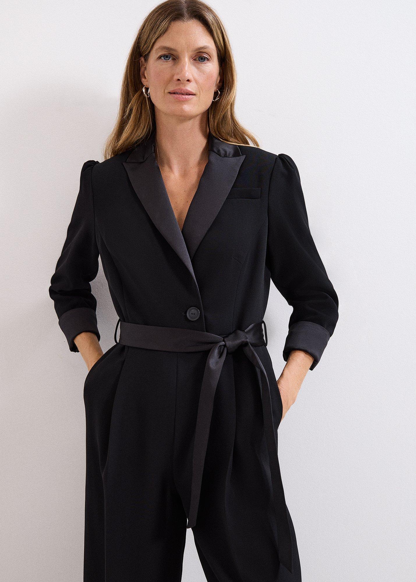 Petite Kylie Black Tux Jumpsuit