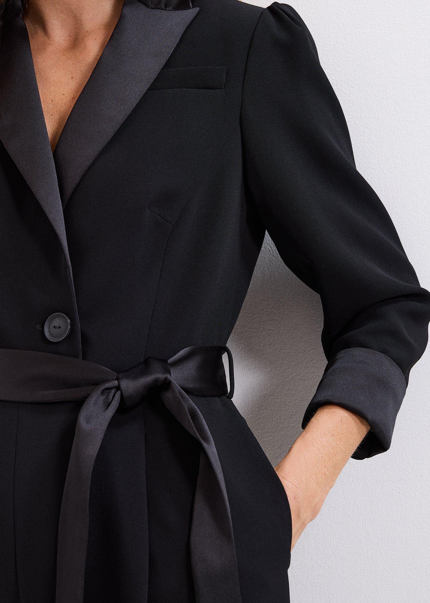 Petite Kylie Black Tux Jumpsuit