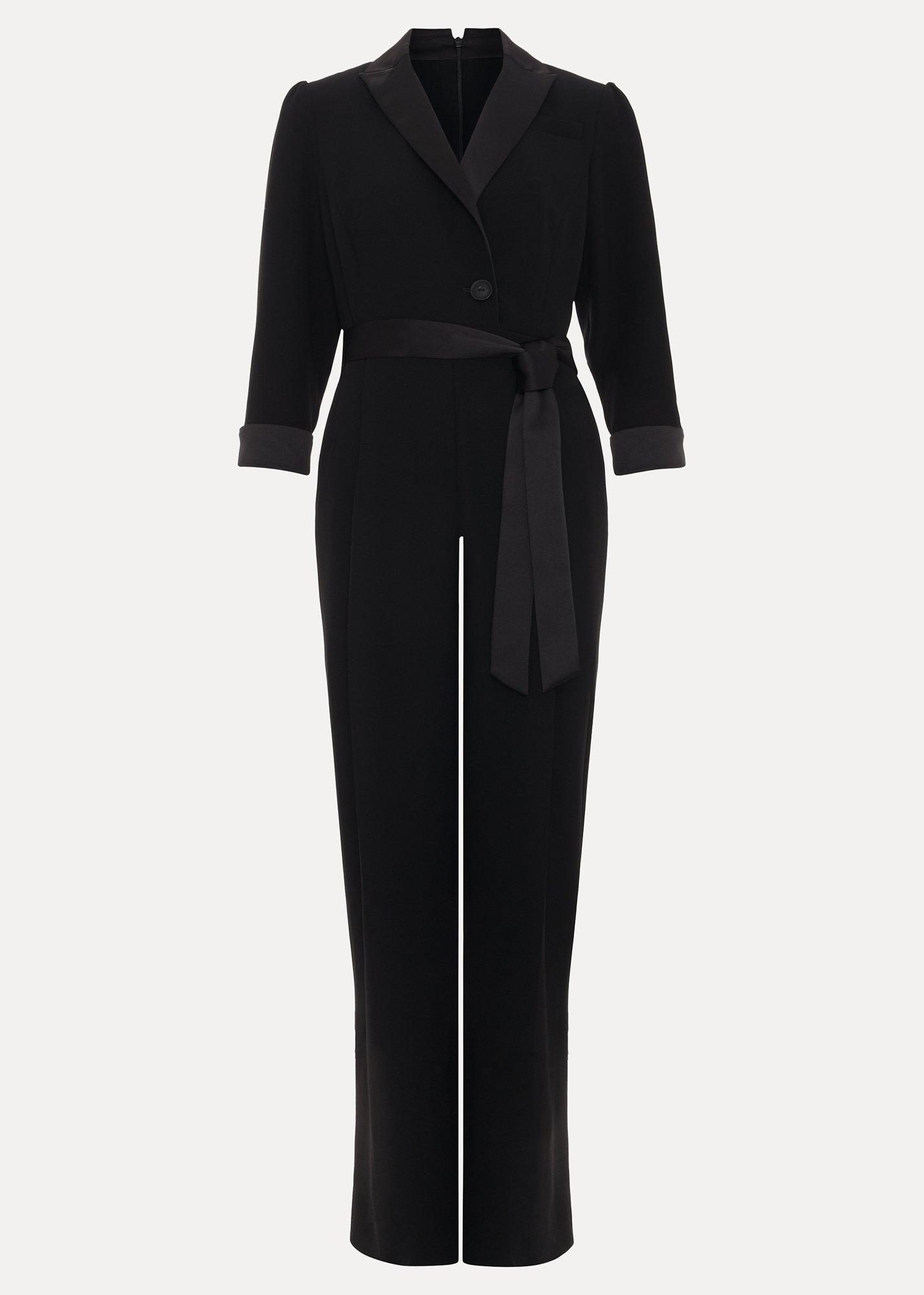 Petite Kylie Black Tux Jumpsuit