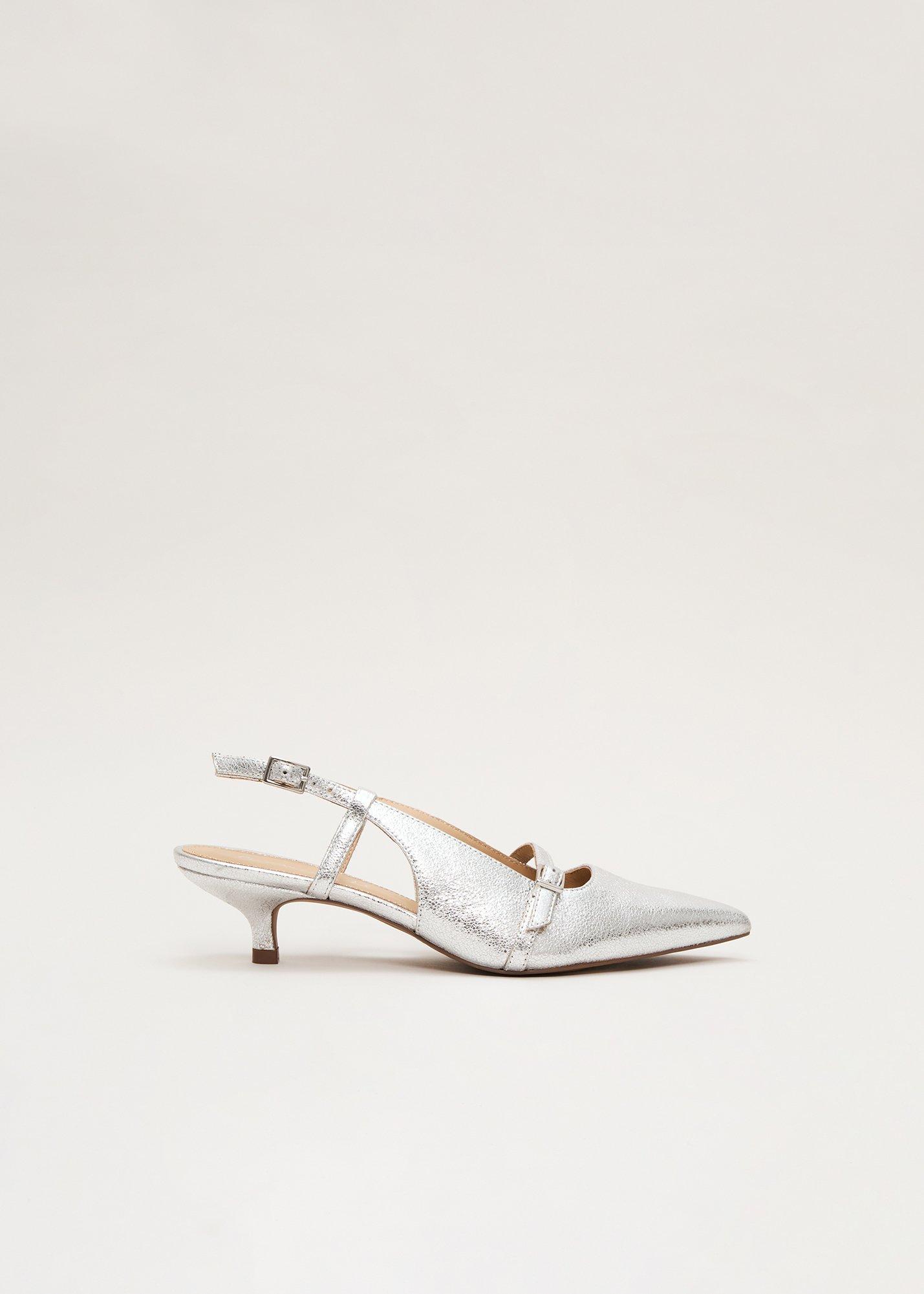 Silver Kitten Heel