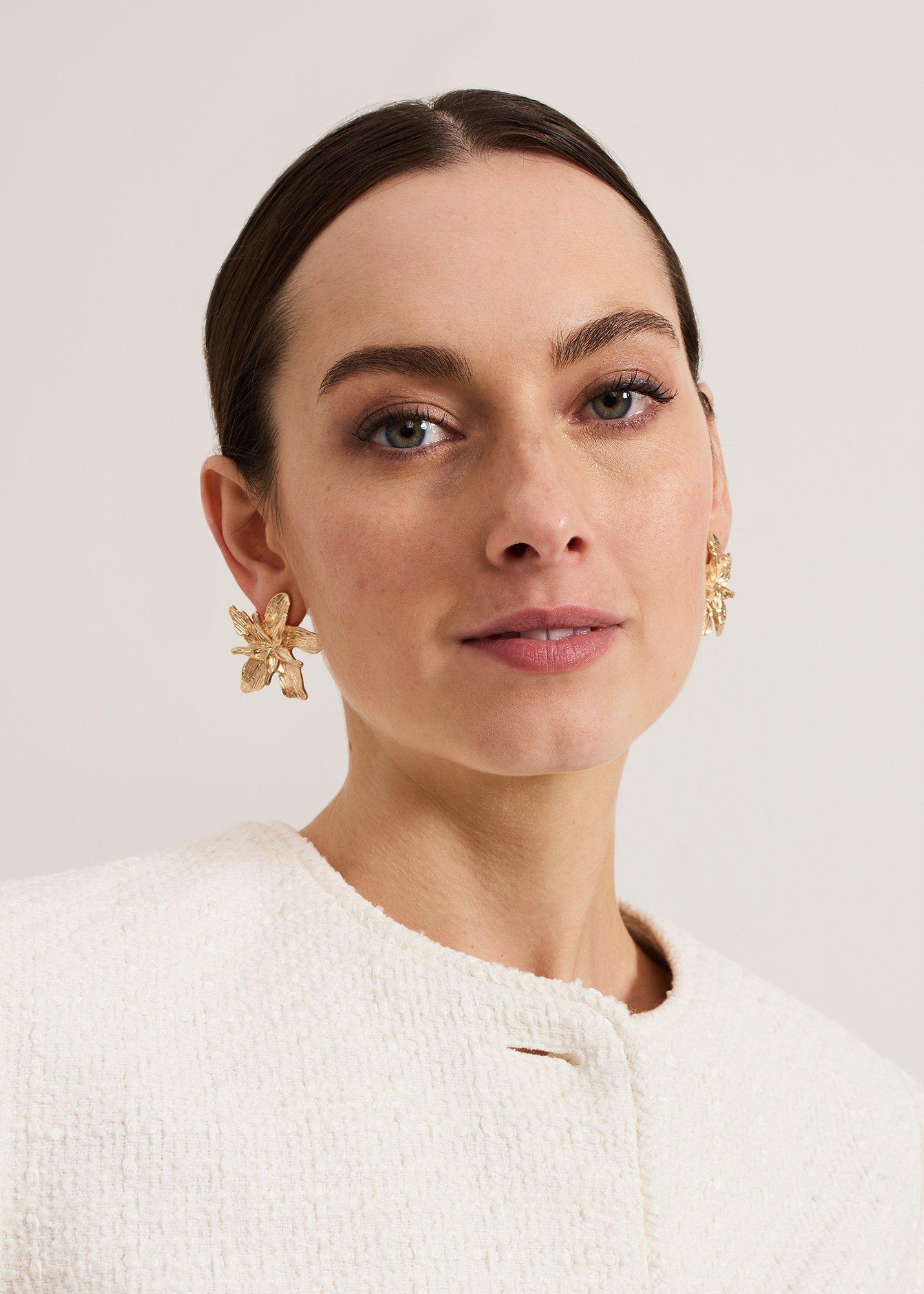${product-id}-Flower Stud Earrings-Gold-${view-type}