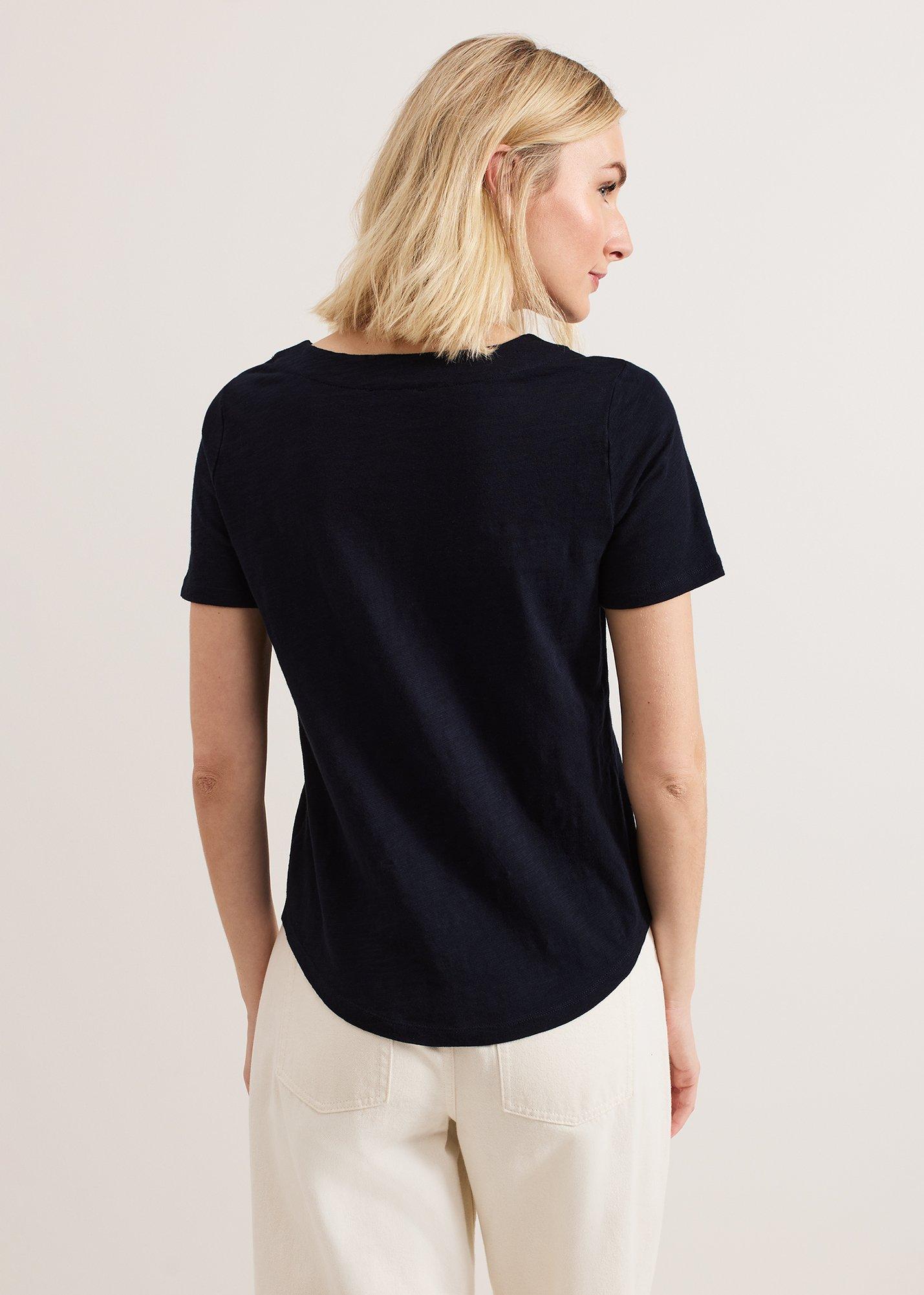 Elspeth Navy V Neck Top