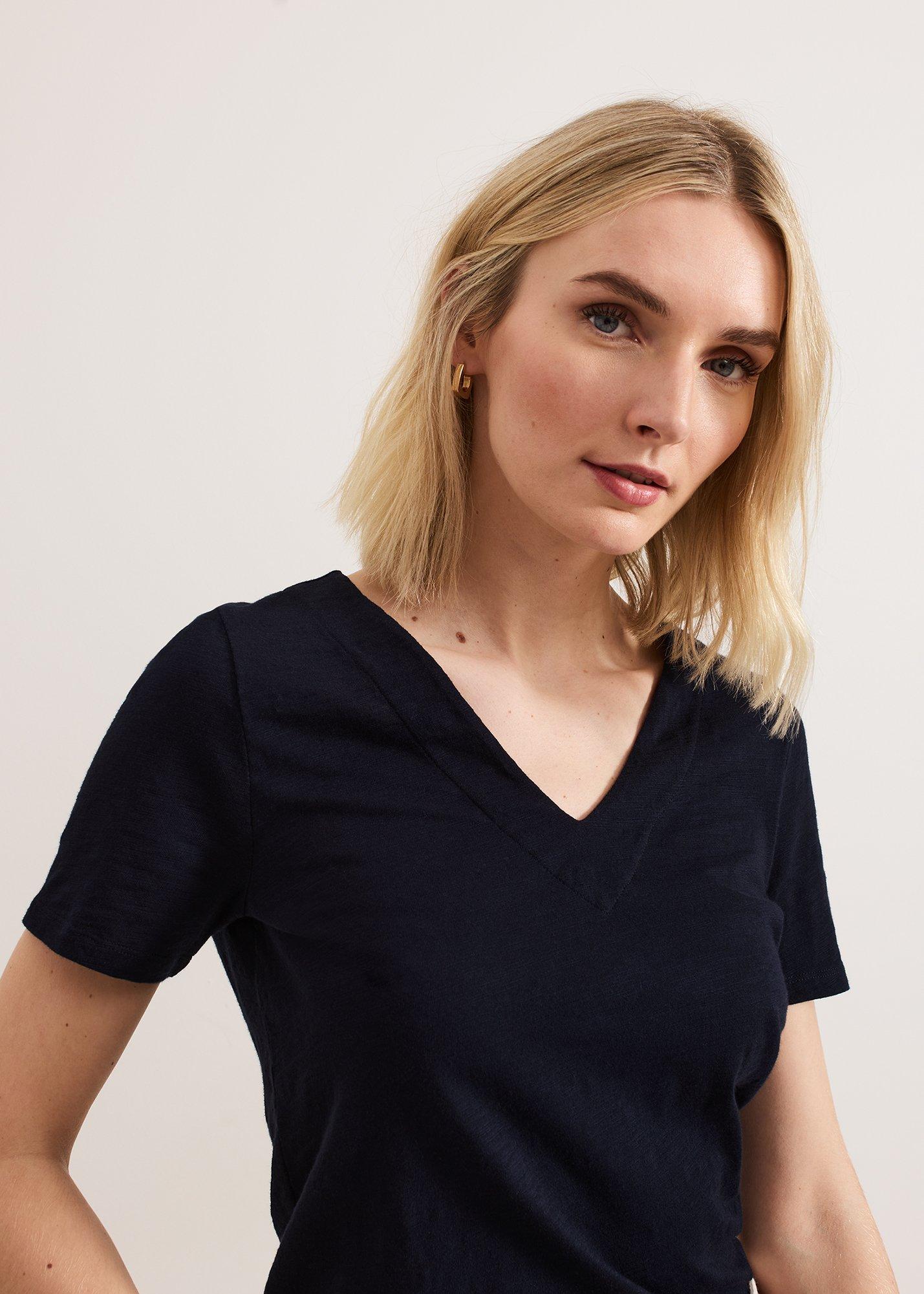 ${product-id}-Elspeth V Neck Top-Navy-${view-type}