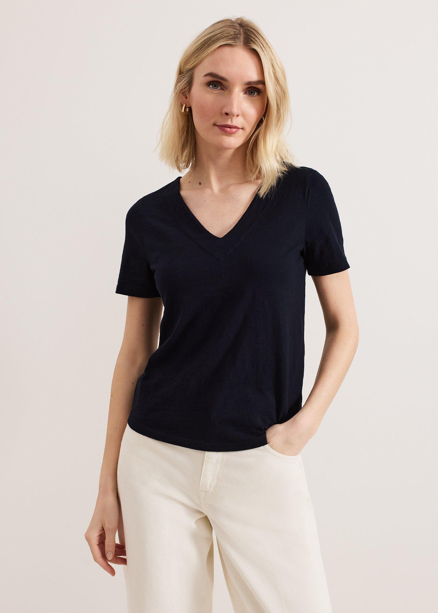 ${product-id}-Elspeth V Neck Top-Navy-${view-type}