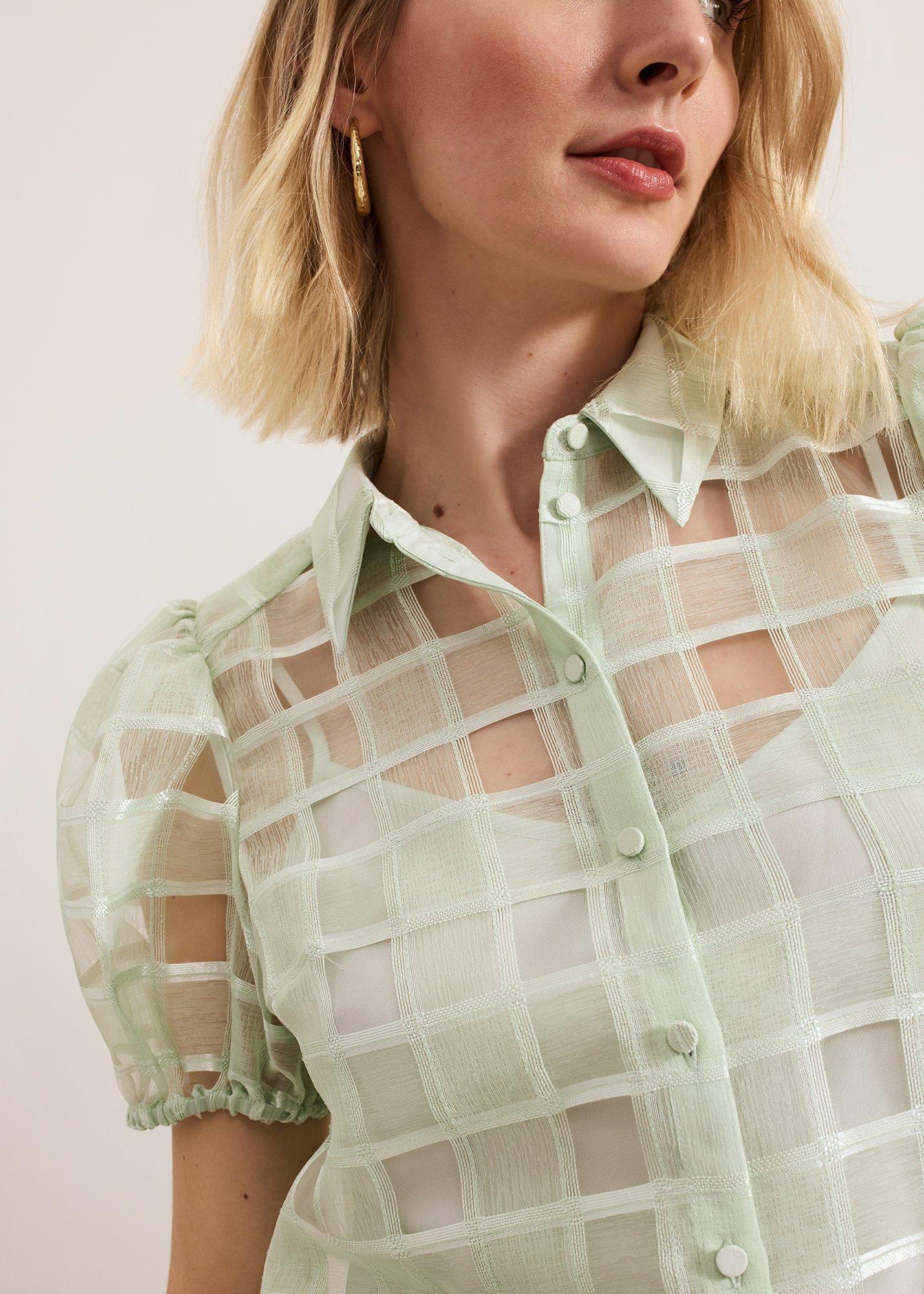 Angie Check Texture Blouse