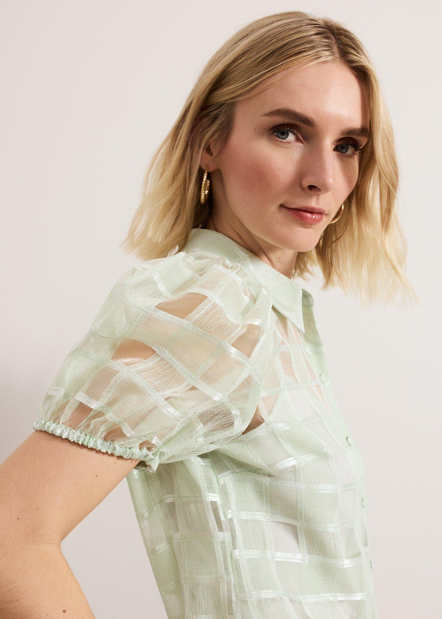 Angie Check Texture Blouse
