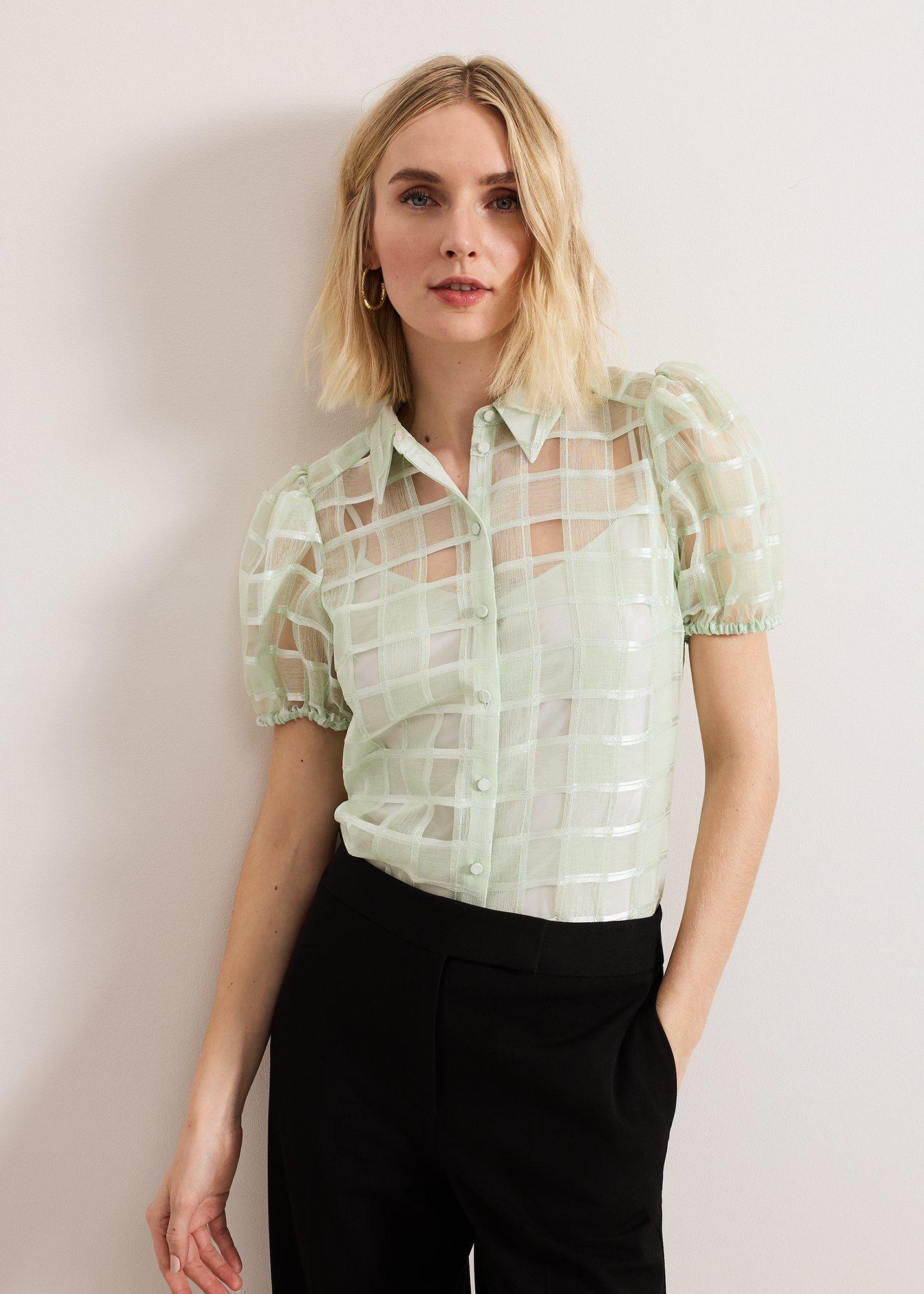Angie Check Texture Blouse