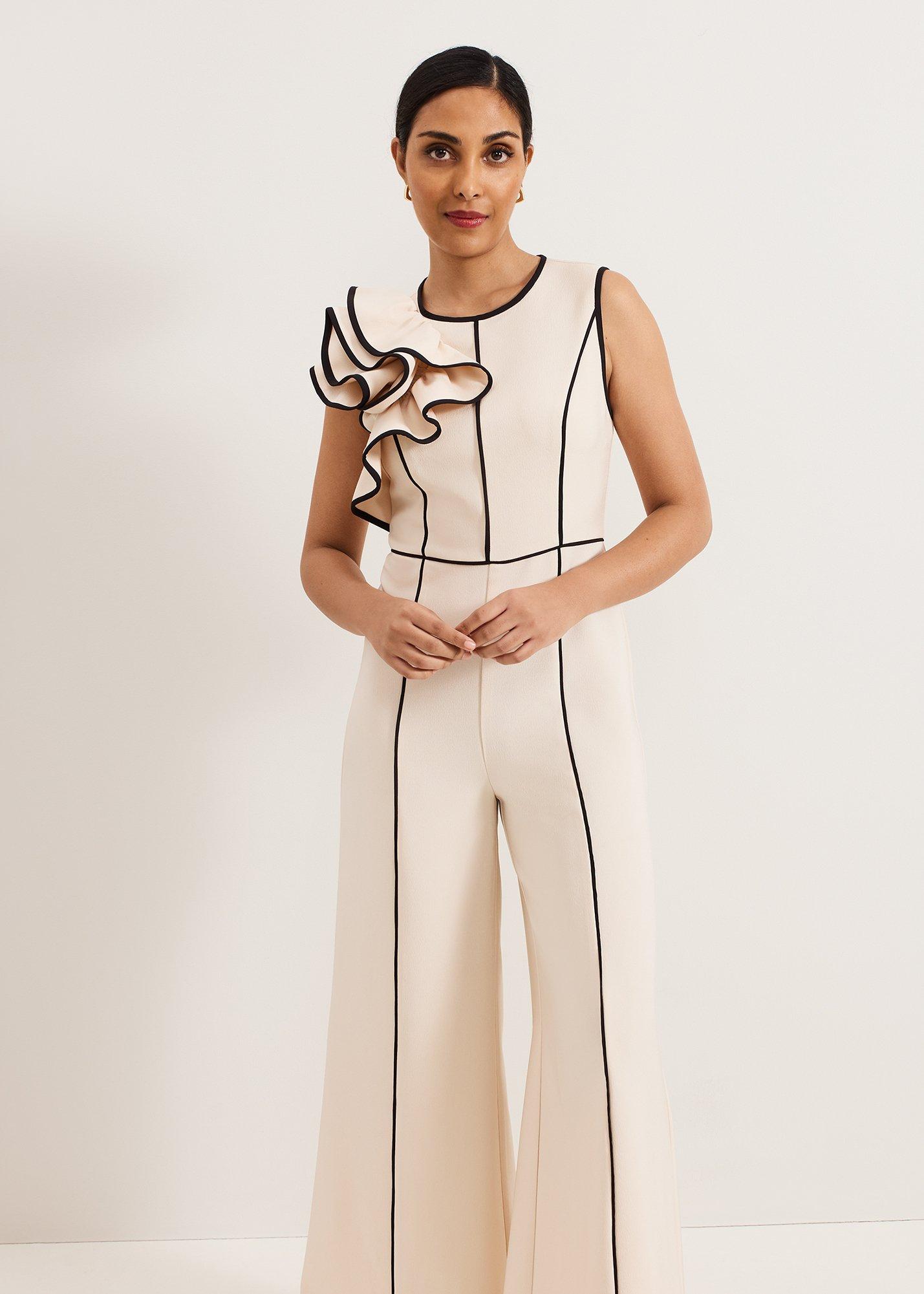 Petite Lucille Ruffle Tipped Contrast Jumpsuit