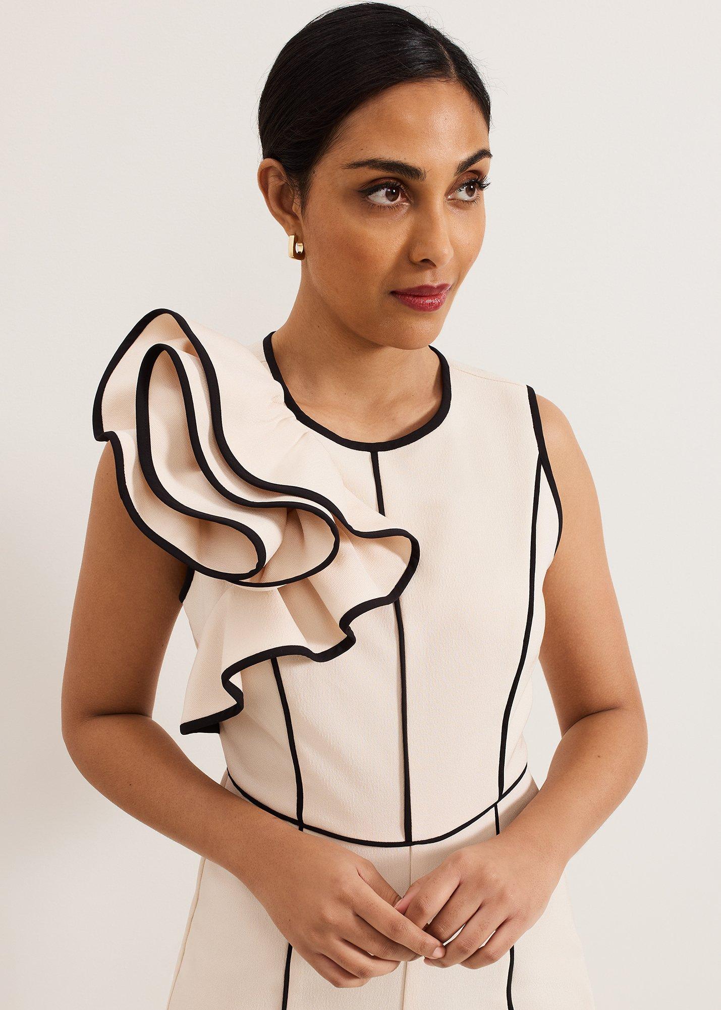 Petite Lucille Ruffle Tipped Contrast Jumpsuit