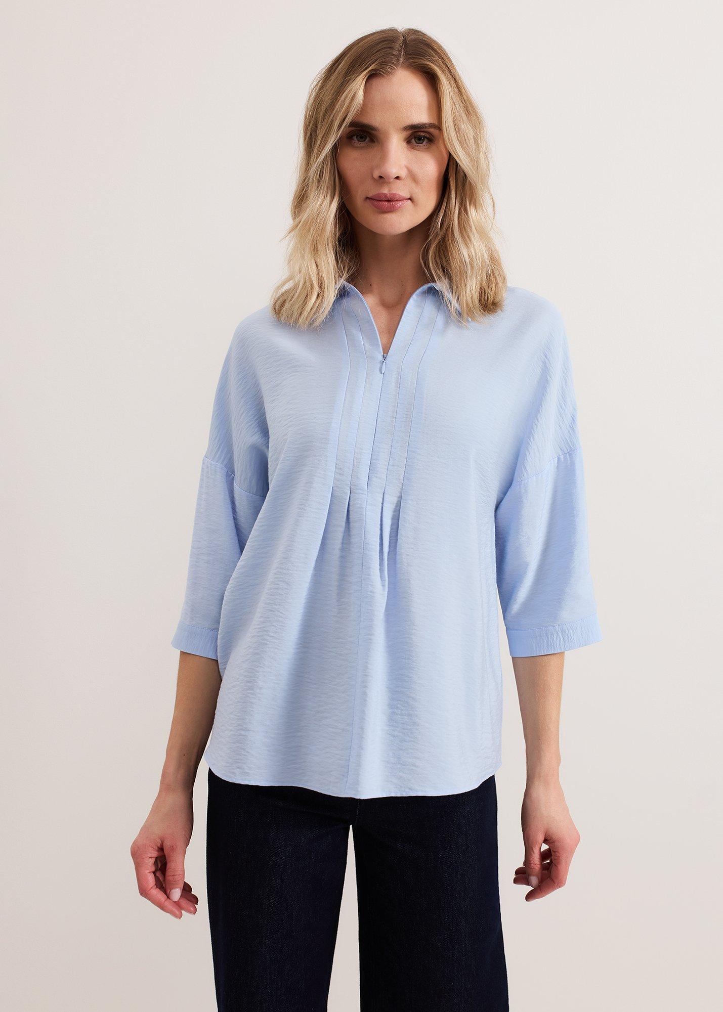 Cynthia Pleat Zip Front Shirt