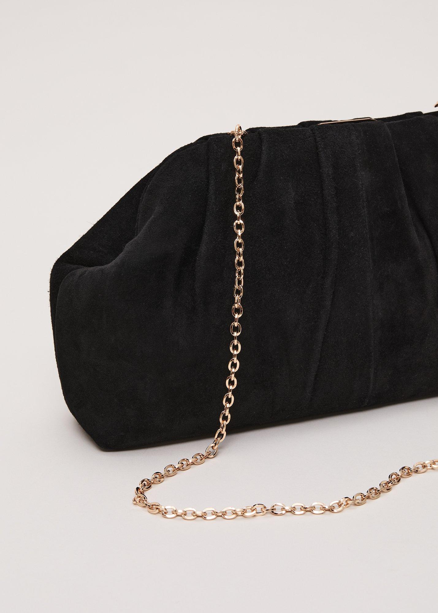 ${product-id}- Suede Clutch Bag-Black-${view-type}