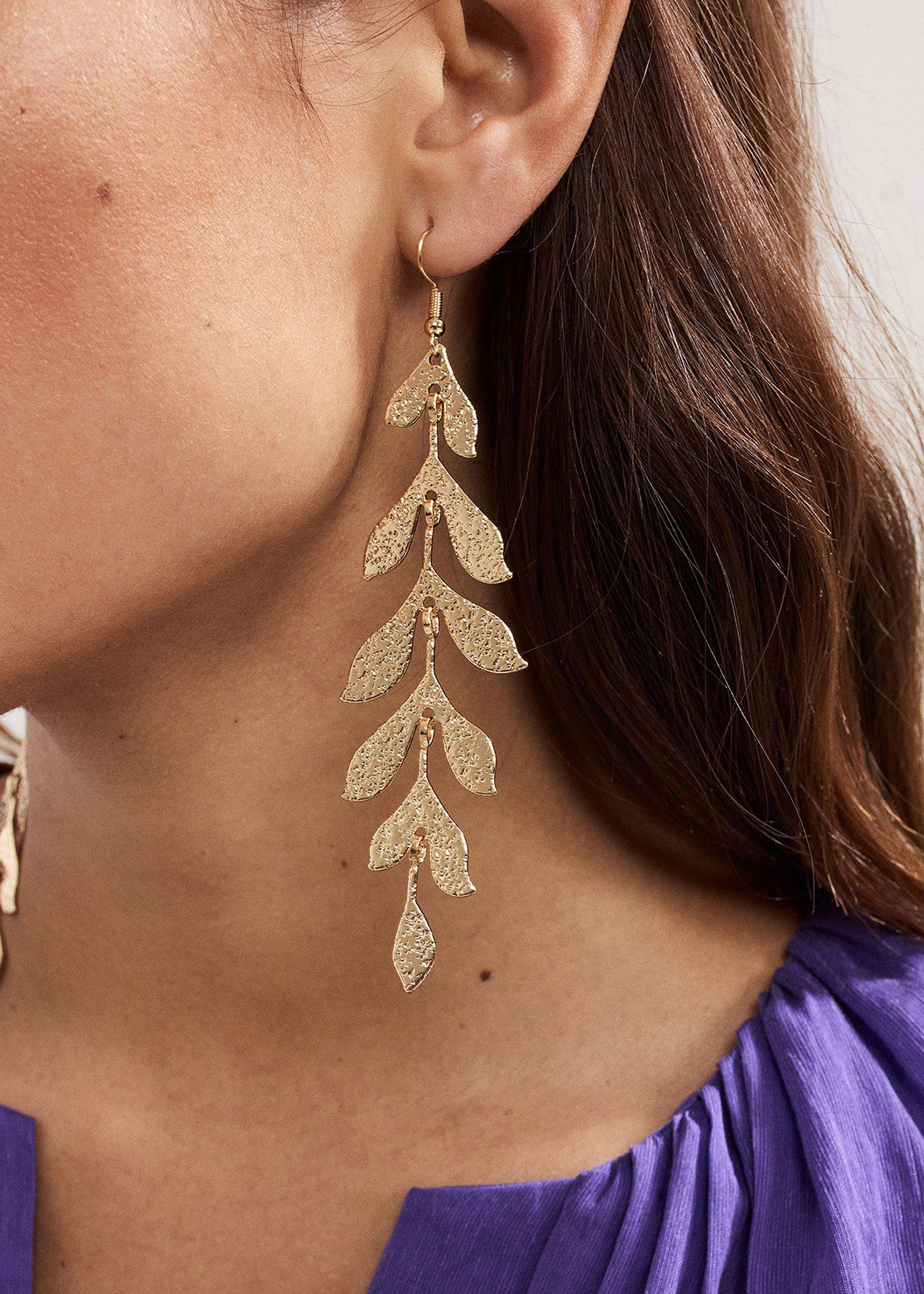 ${product-id}-Leaf Long Earrings-Gold-${view-type}