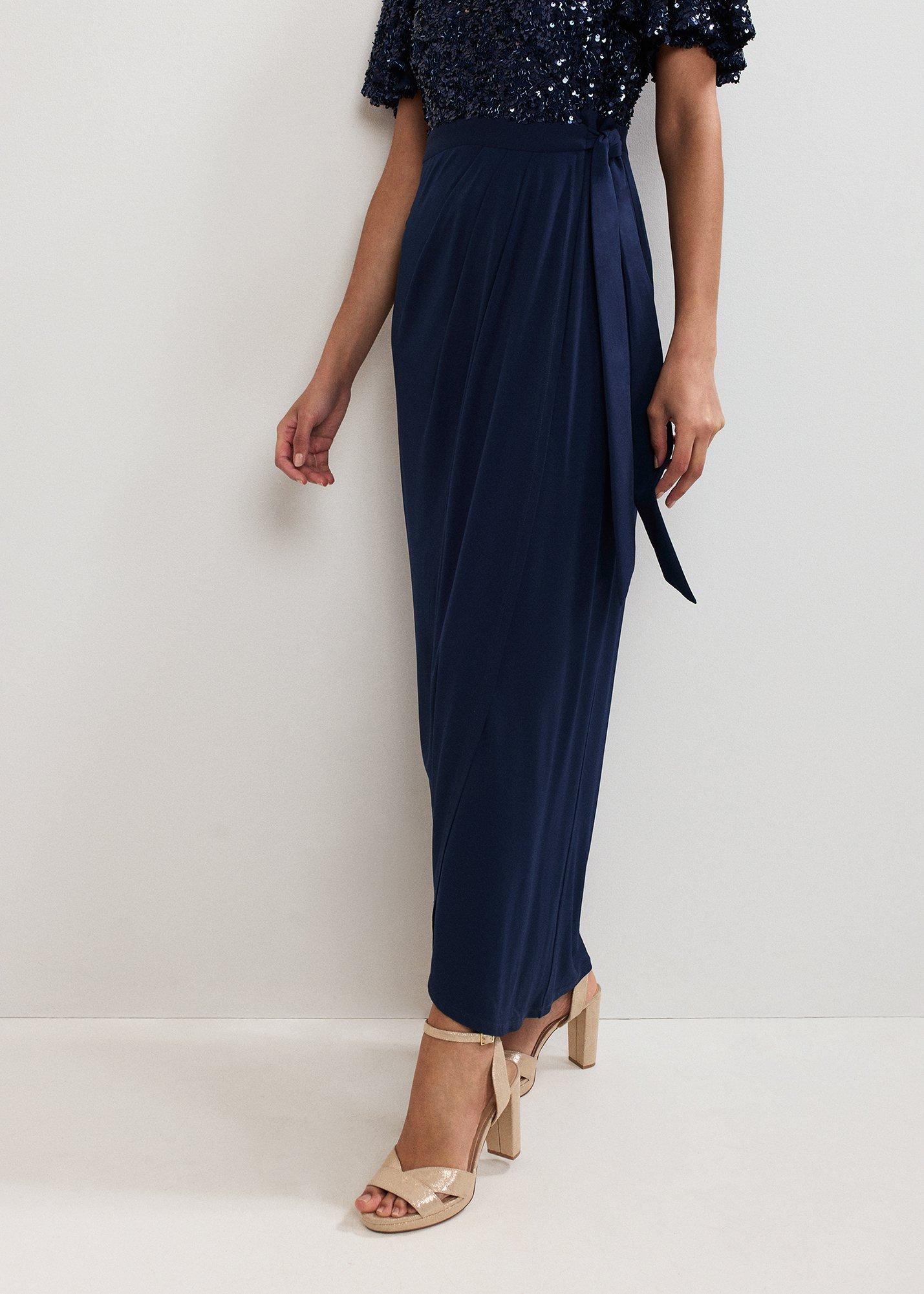 Janessa Navy Sequin Wrap Maxi Dress