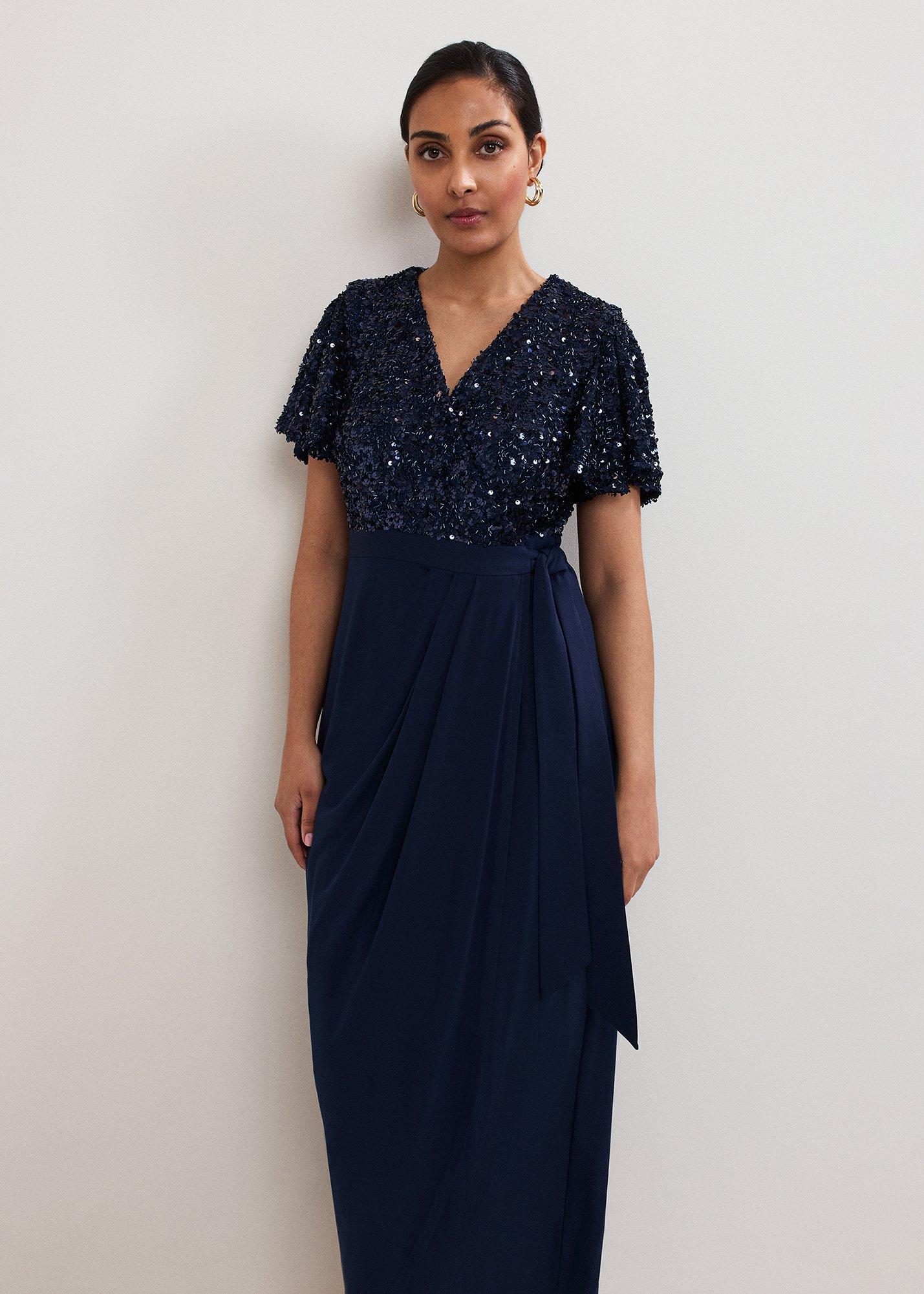petite-janessa-navy-sequin-wrap-maxi-dress
