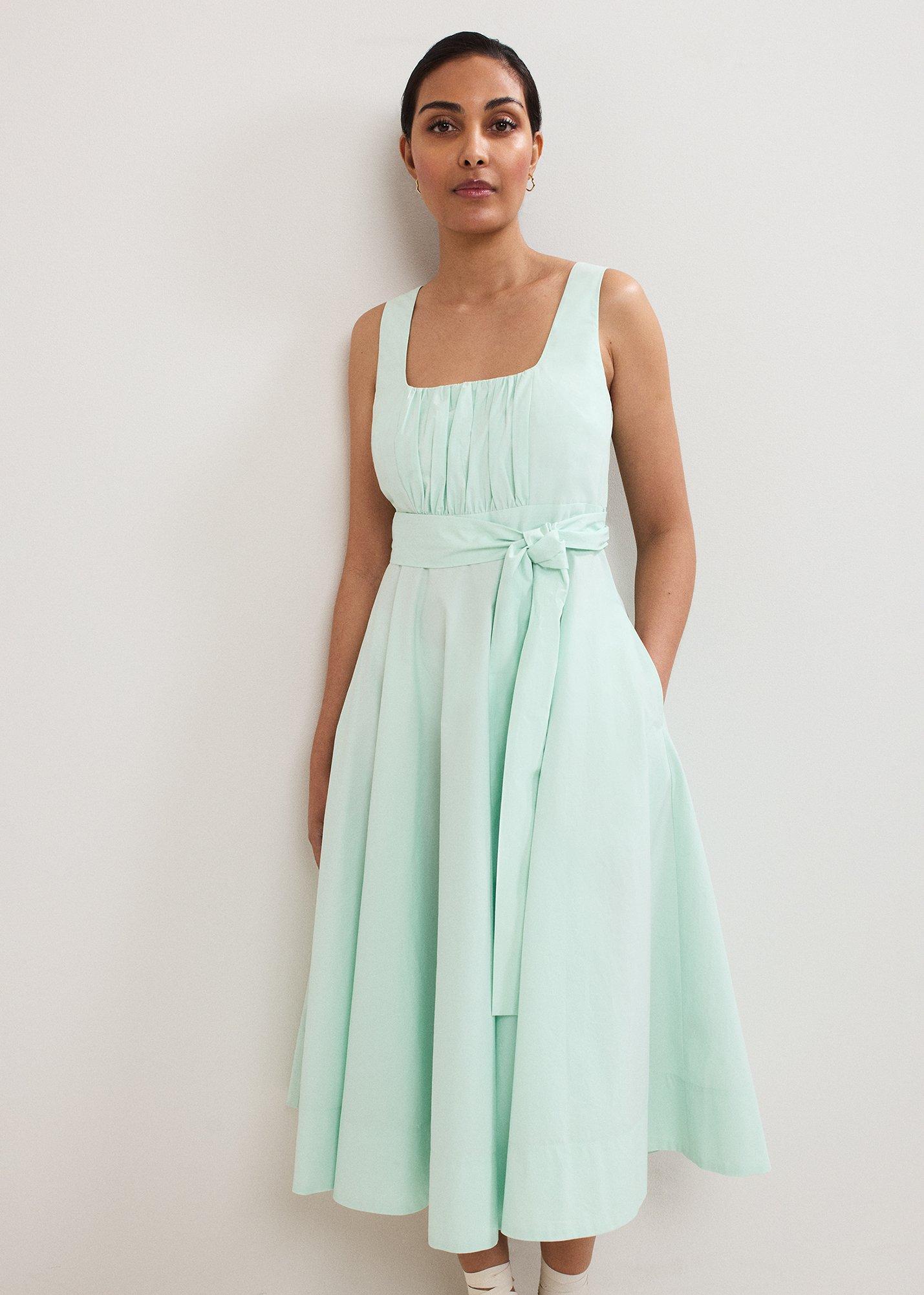 Petite Melinda Cotton Poplin Tie Midi Dress