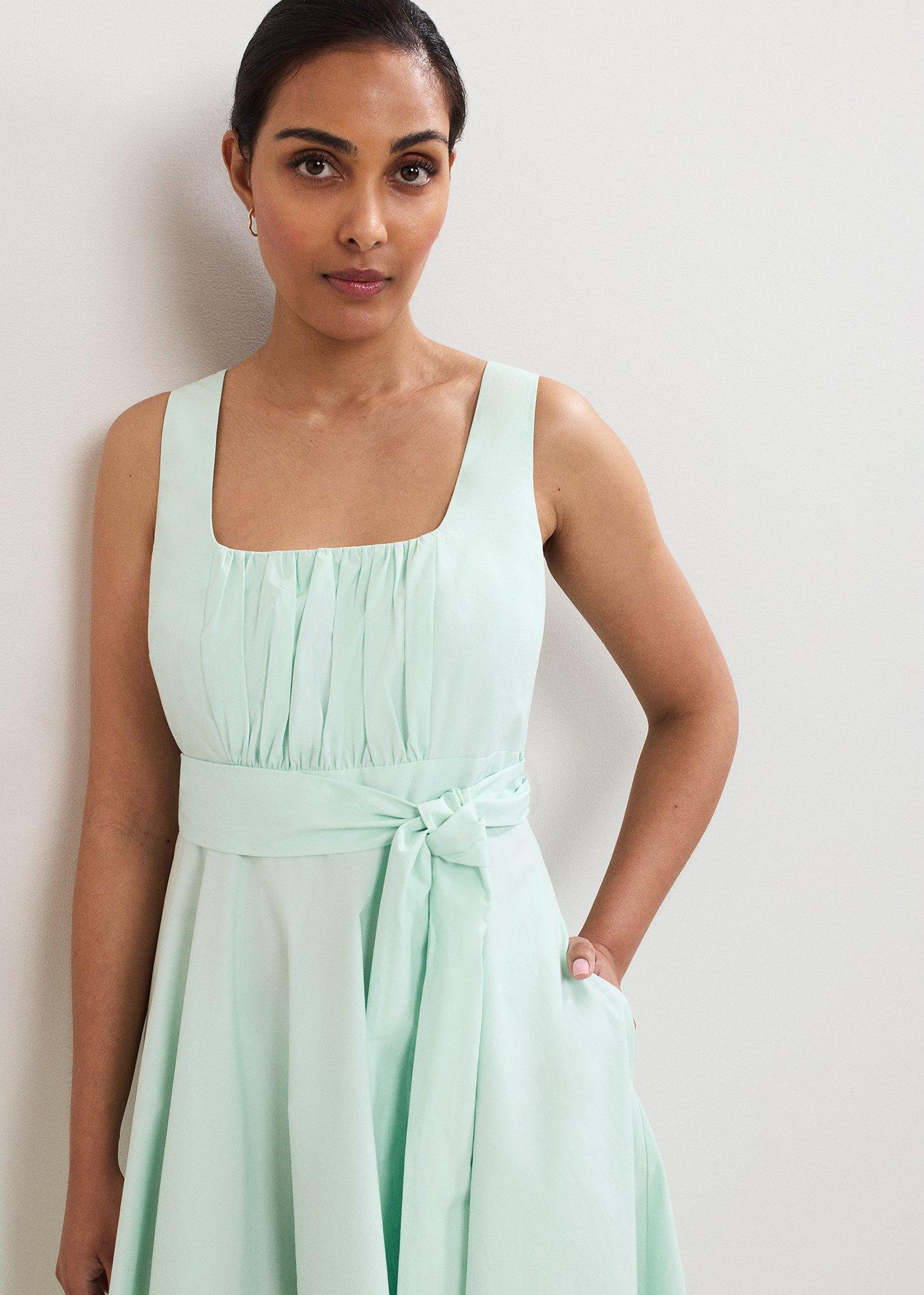 Petite Melinda Cotton Poplin Tie Midi Dress