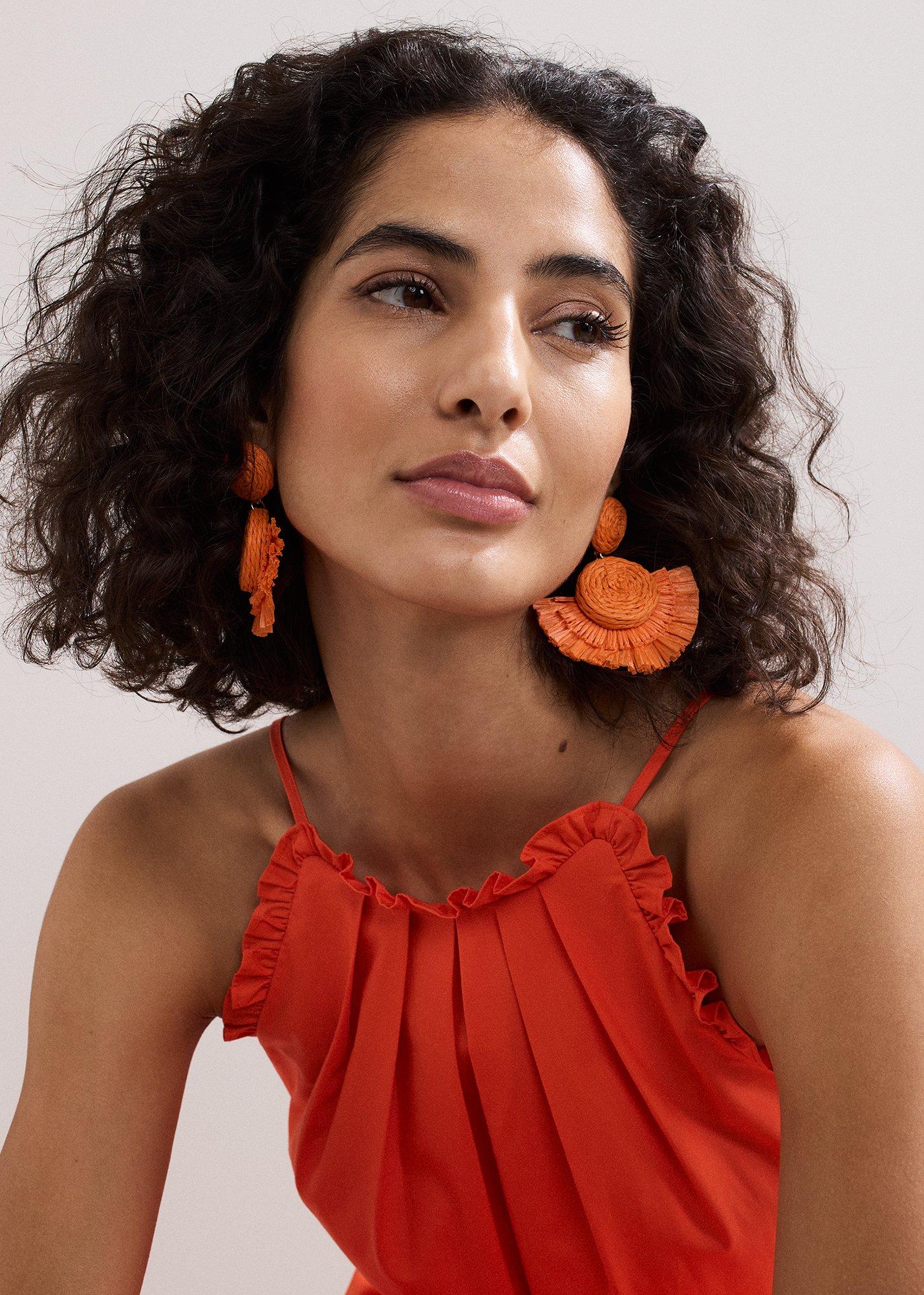 ${product-id}-Raffia Fan Earrings-Orange-${view-type}