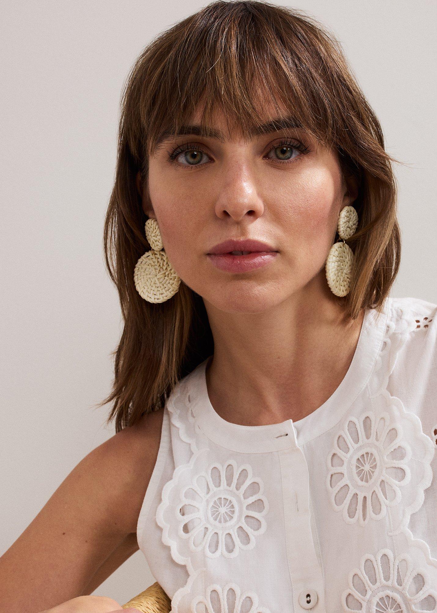 ${product-id}-Raffia Disc Earrings-Cream-${view-type}
