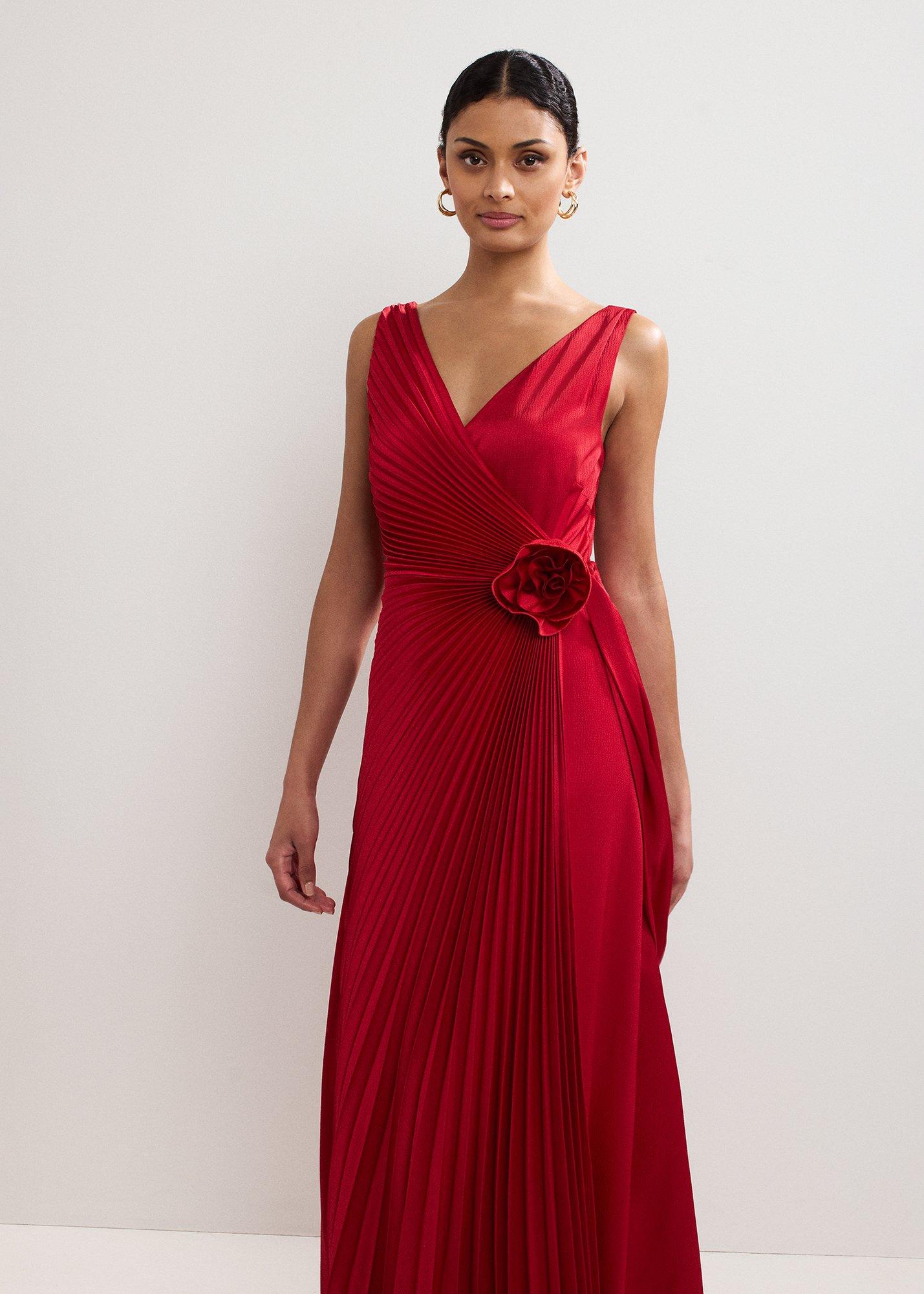 ${product-id}-Emlyn Pleated Dress-Red-${view-type}