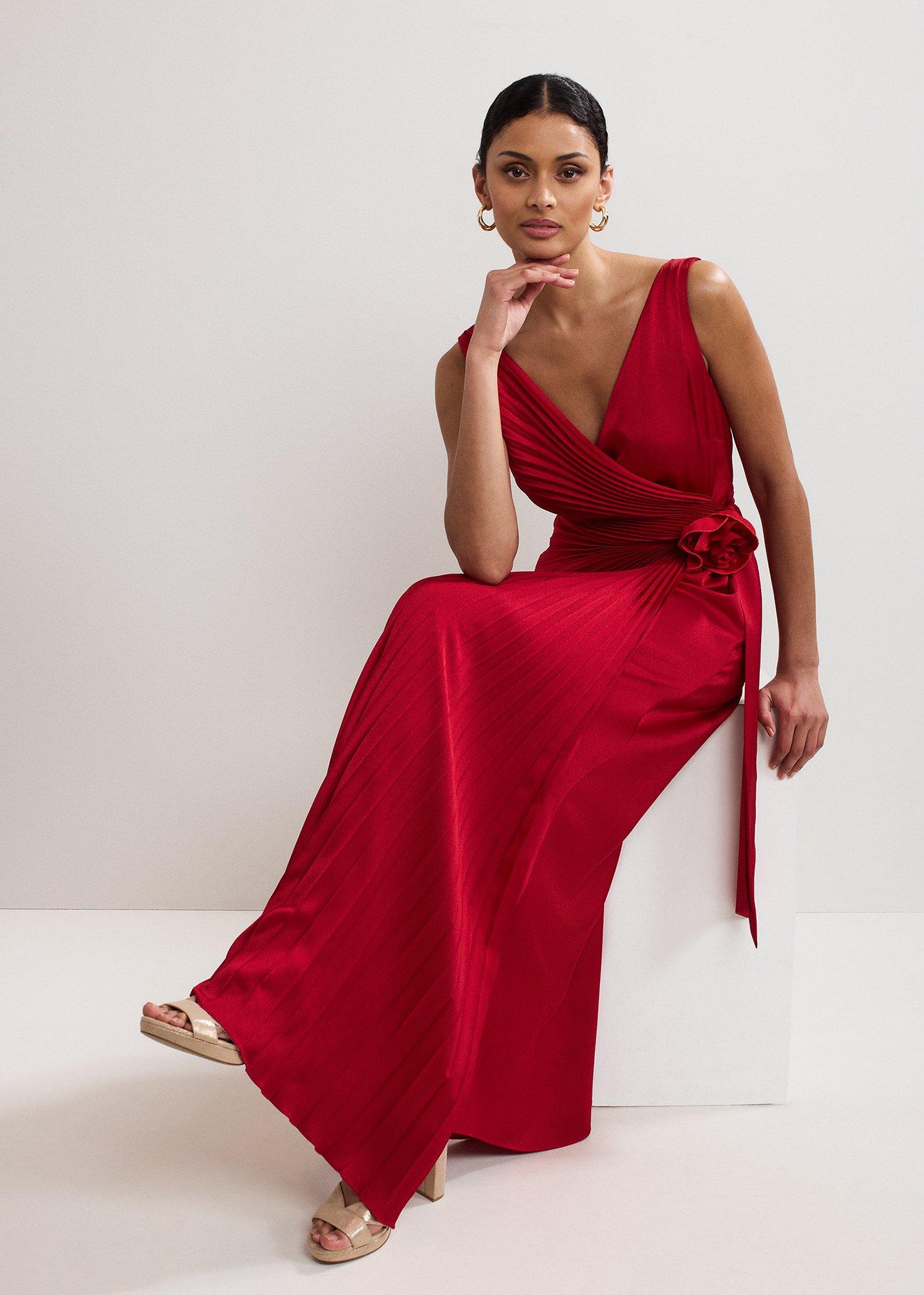 ${product-id}-Emlyn Pleated Dress-Red-${view-type}