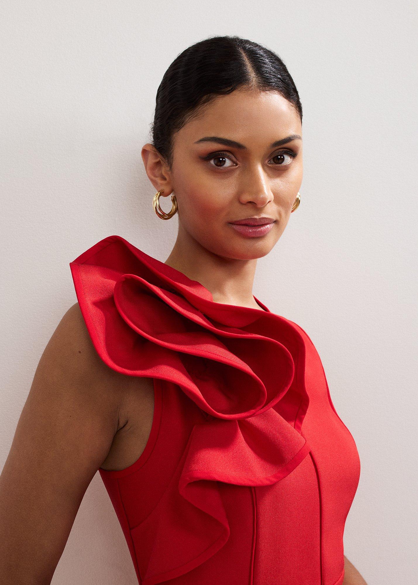 ${product-id}-Tyra Ruffle Dress-Red-${view-type}