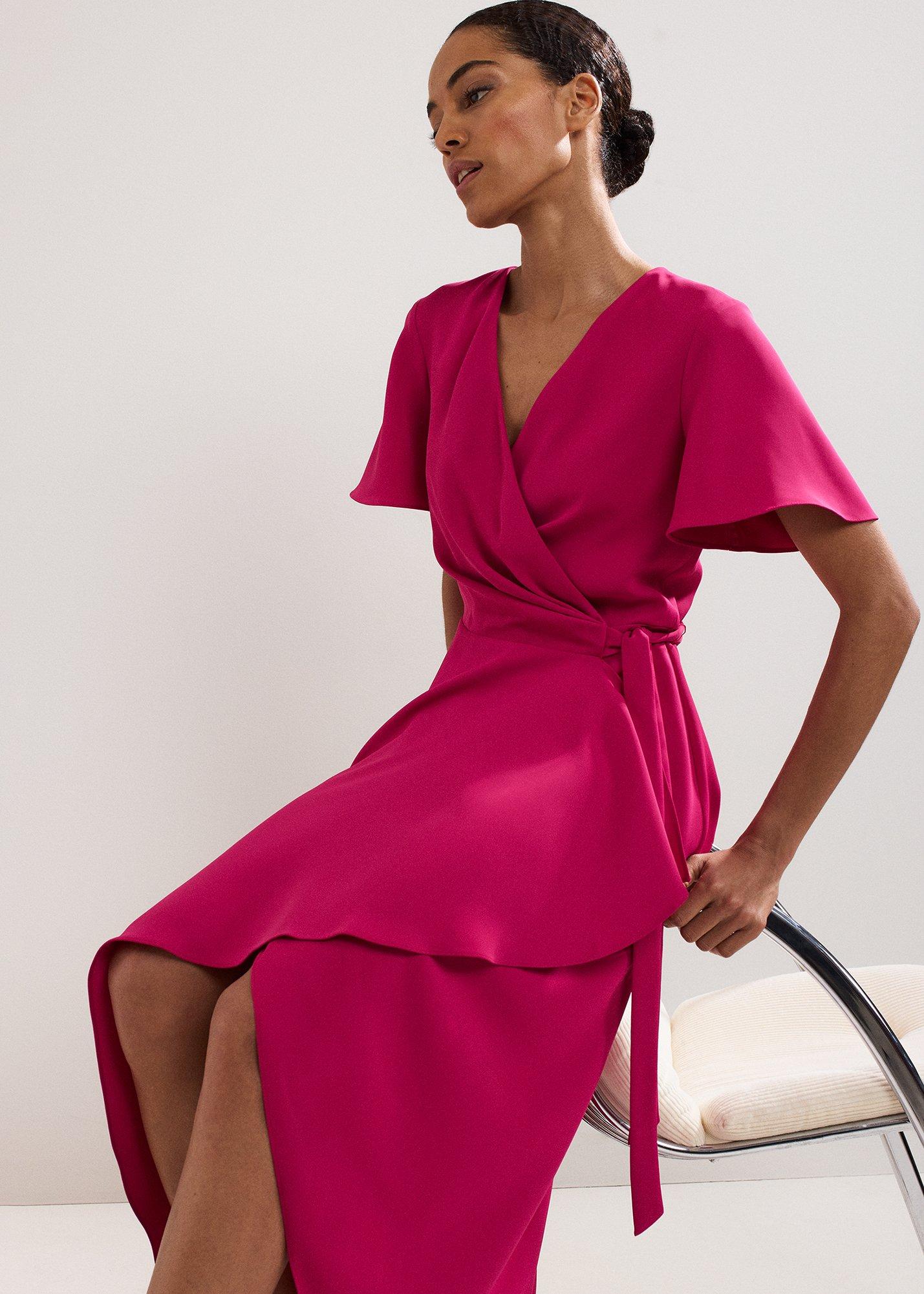 Julissa Magenta Wrap Midi Dress