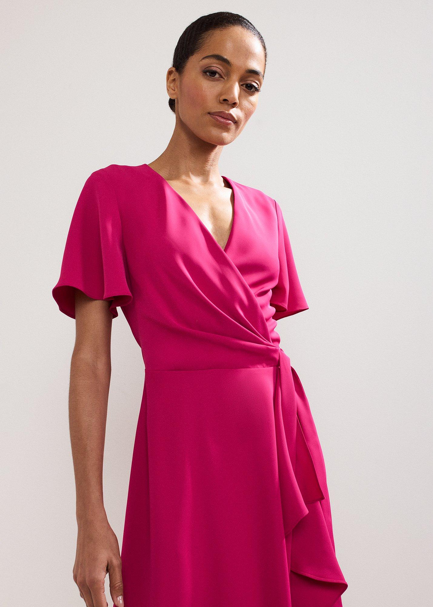 Julissa Magenta Wrap Midi Dress