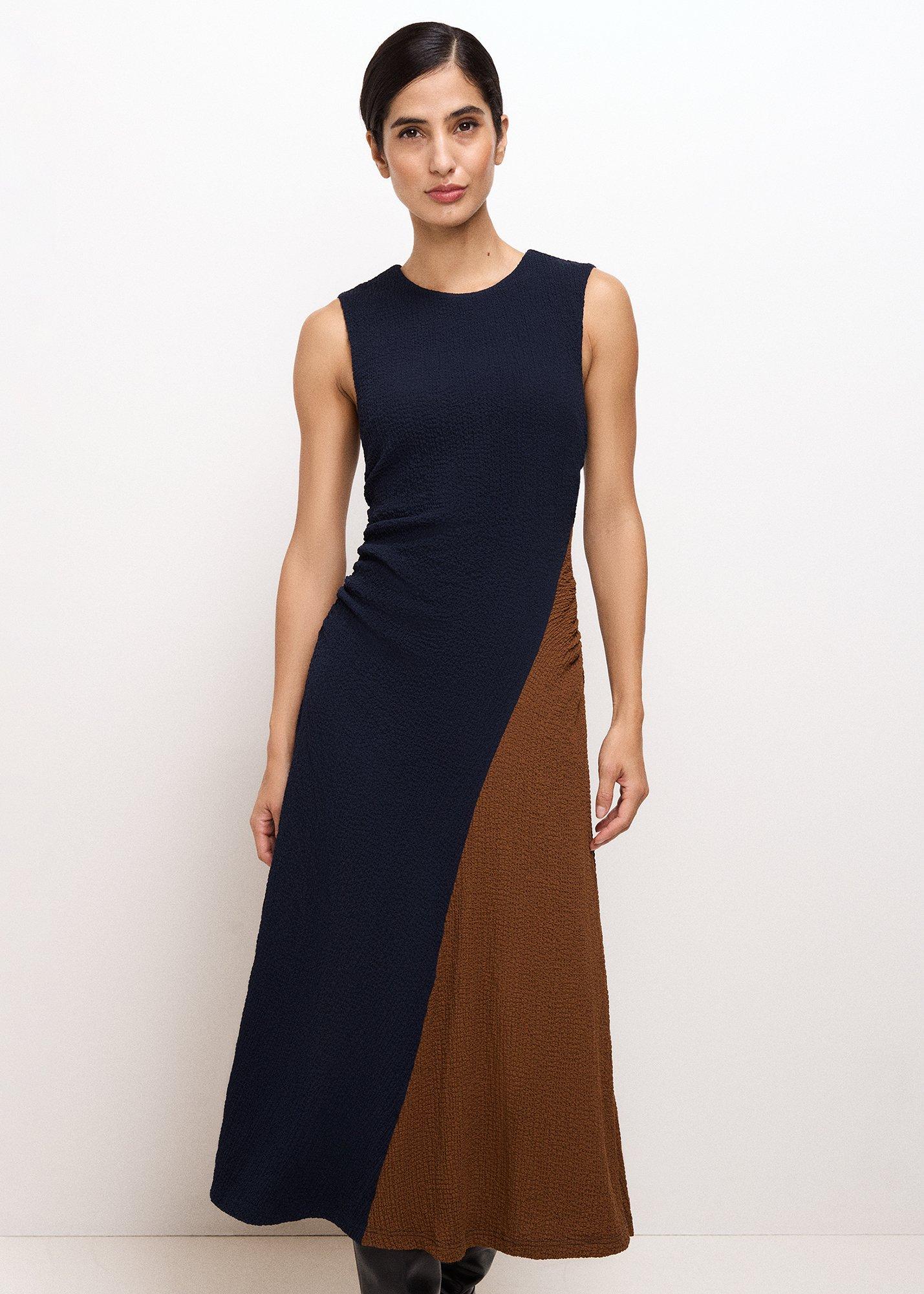 ${product-id}-Chantelle Colourblock Ruched Jersey Dress-Navy-${view-type}