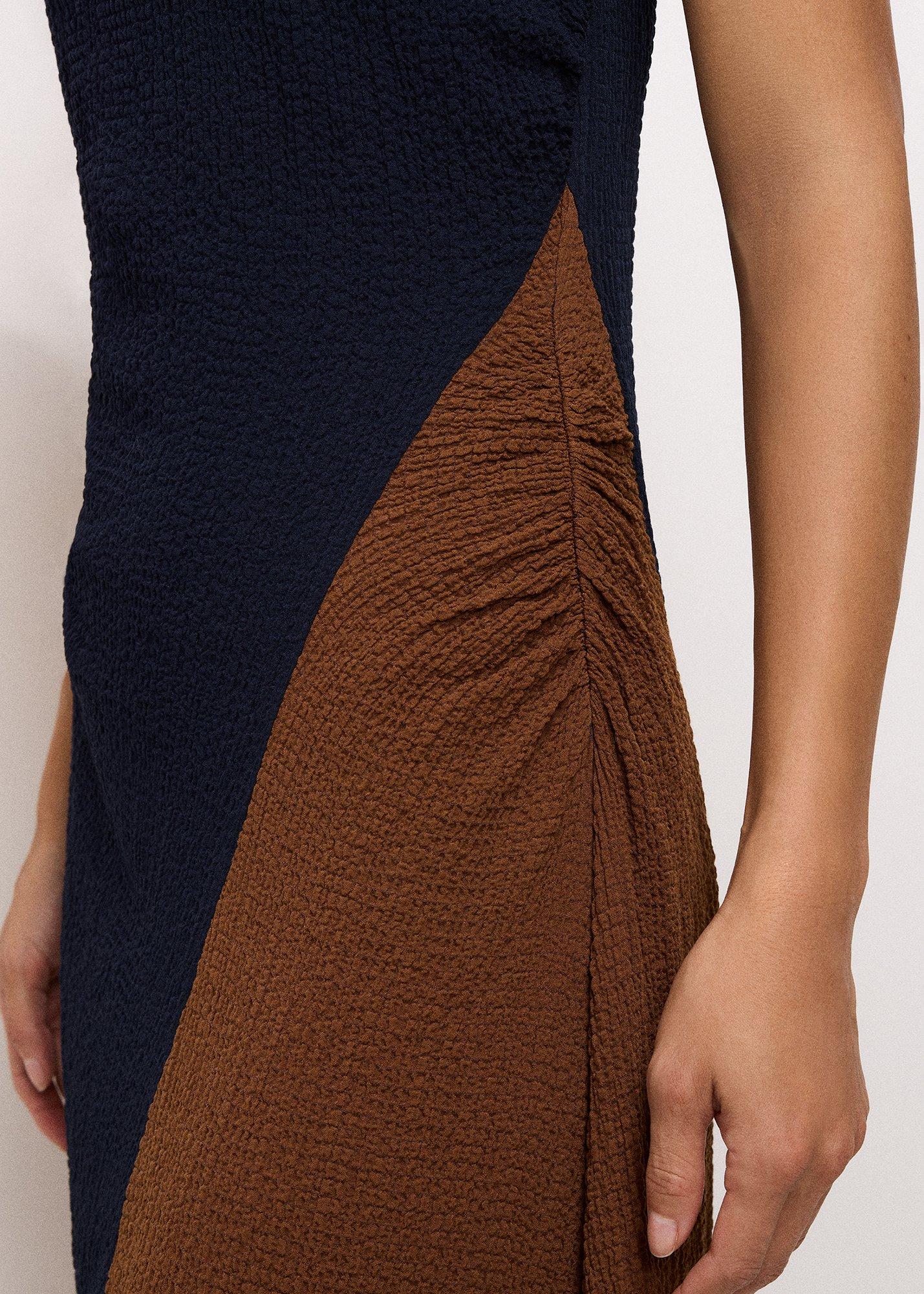 ${product-id}-Chantelle Colourblock Ruched Jersey Dress-Navy-${view-type}