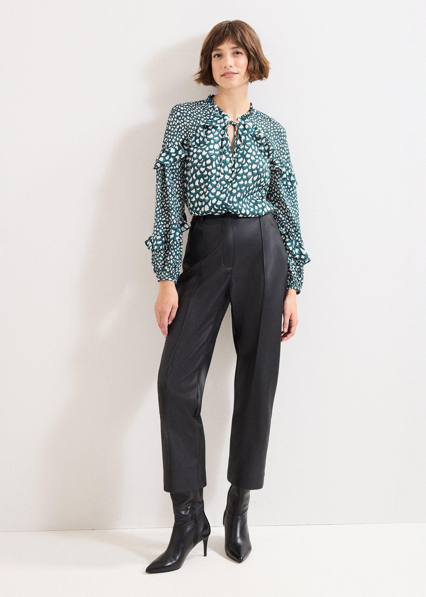 ${product-id}-Manon Frill Blouse-Green-${view-type}