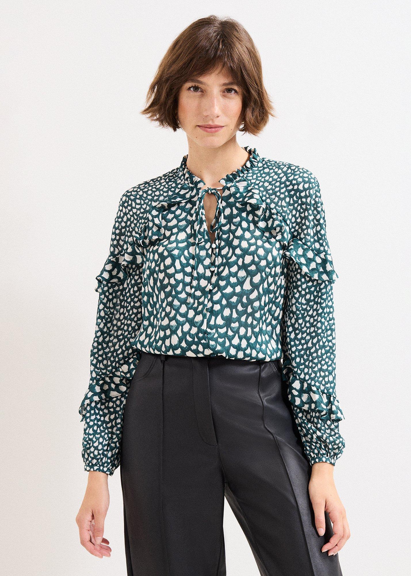 ${product-id}-Manon Frill Blouse-Green-${view-type}