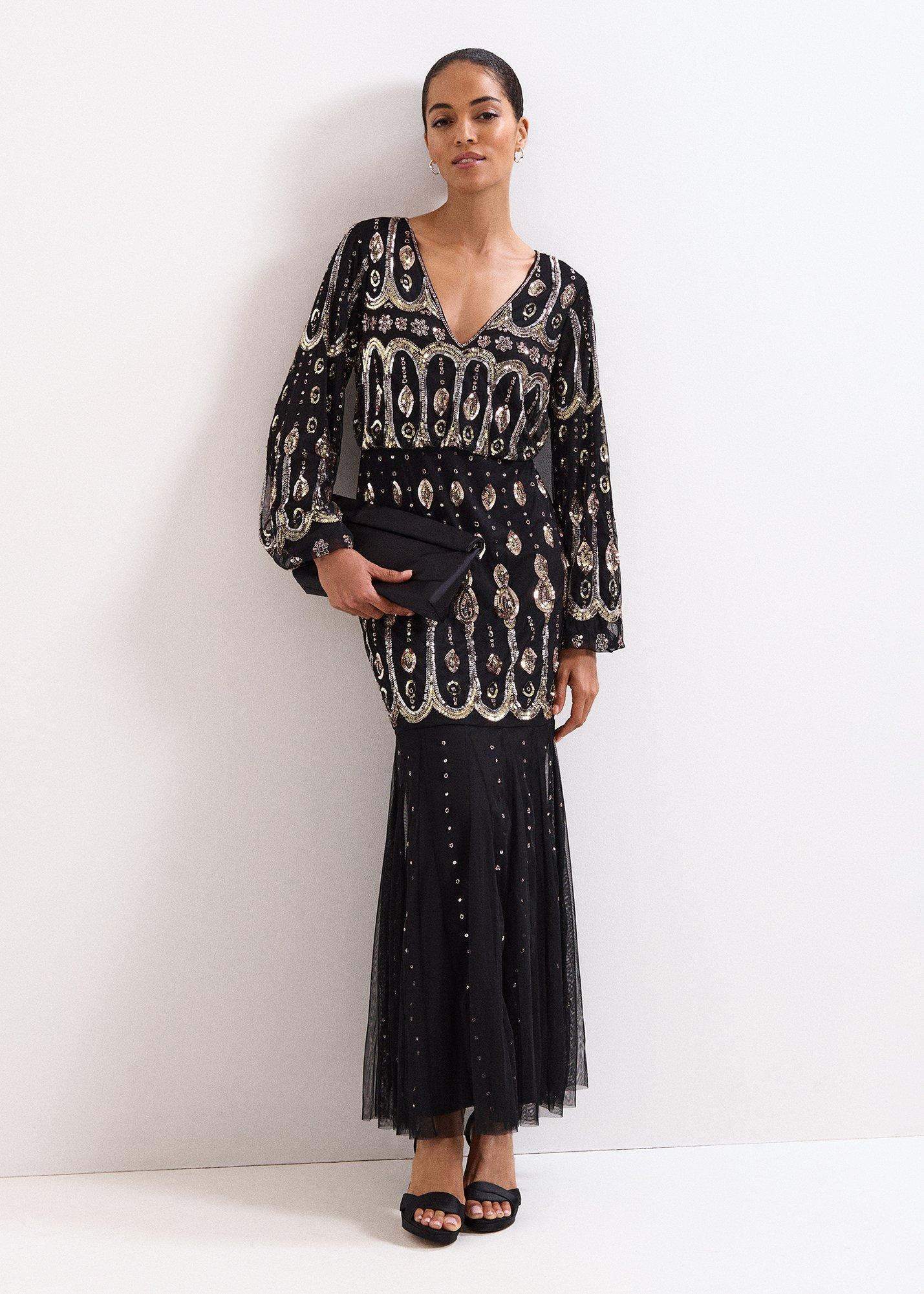 Sasha Black Embellished Maxi Dress