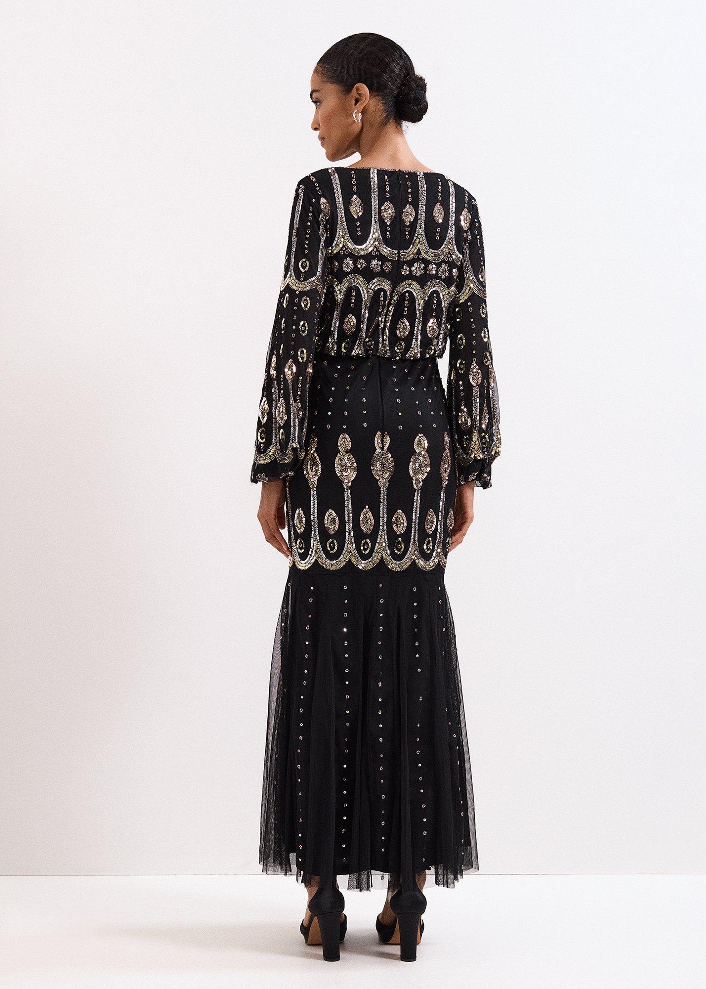 Sasha Black Embellished Maxi Dress