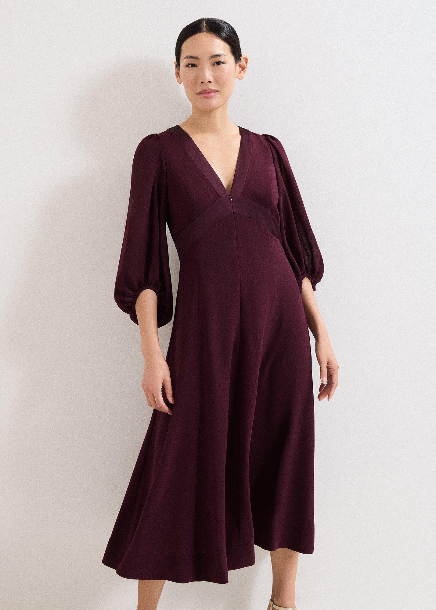 Vera Burgundy Midi Dress