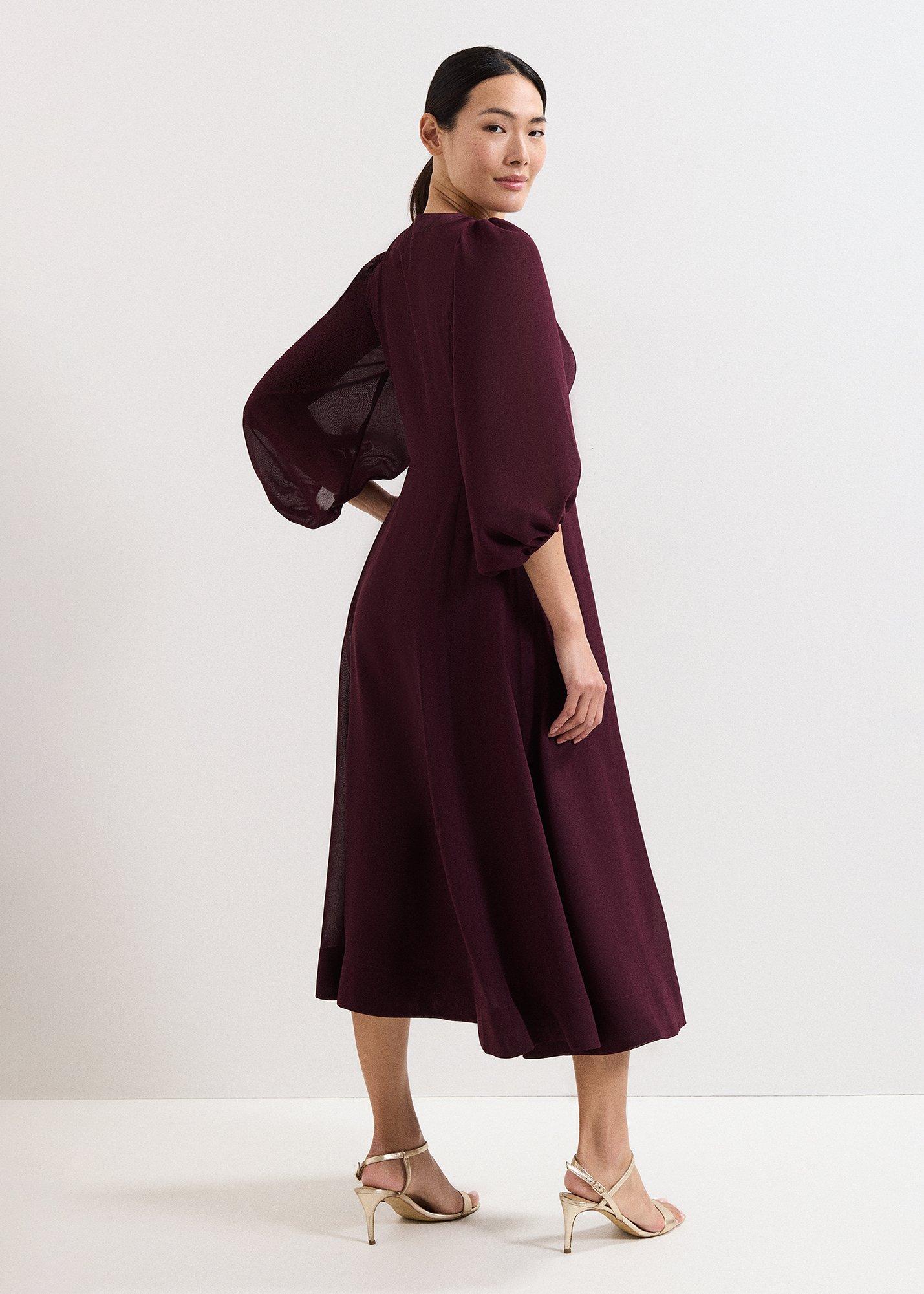 Vera Burgundy Midi Dress