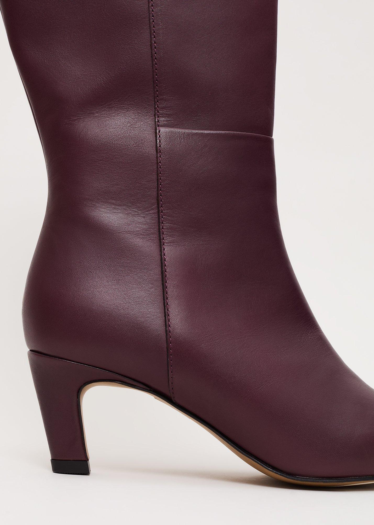 ${product-id}-Leather Knee Boots-Burgundy-${view-type}