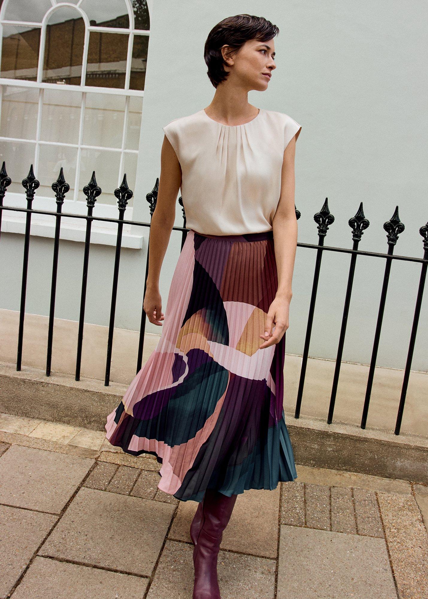 Elmina Pleated Midi Skirt
