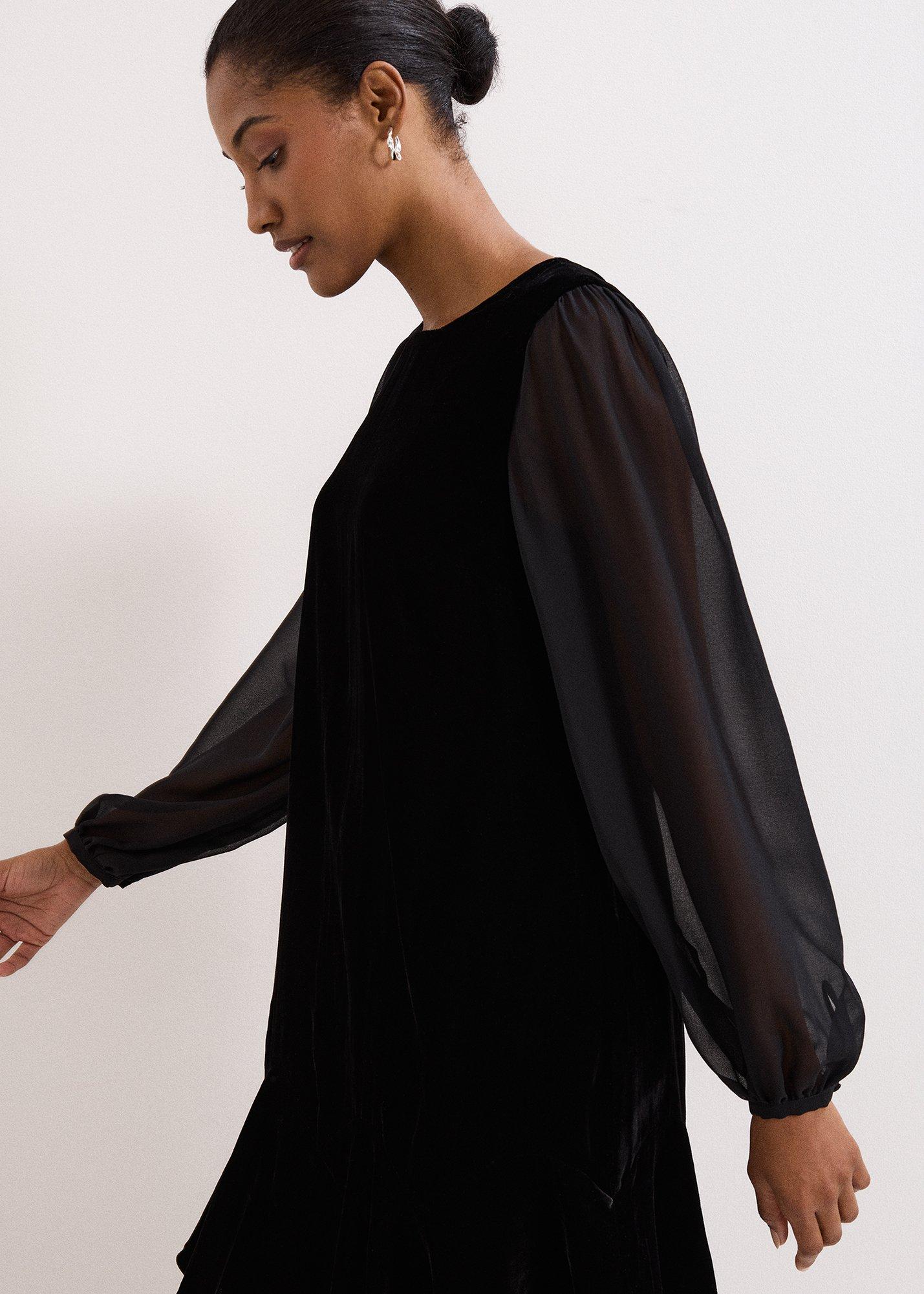 ${product-id}-Petite Velvet Swing Dress-Black-${view-type}