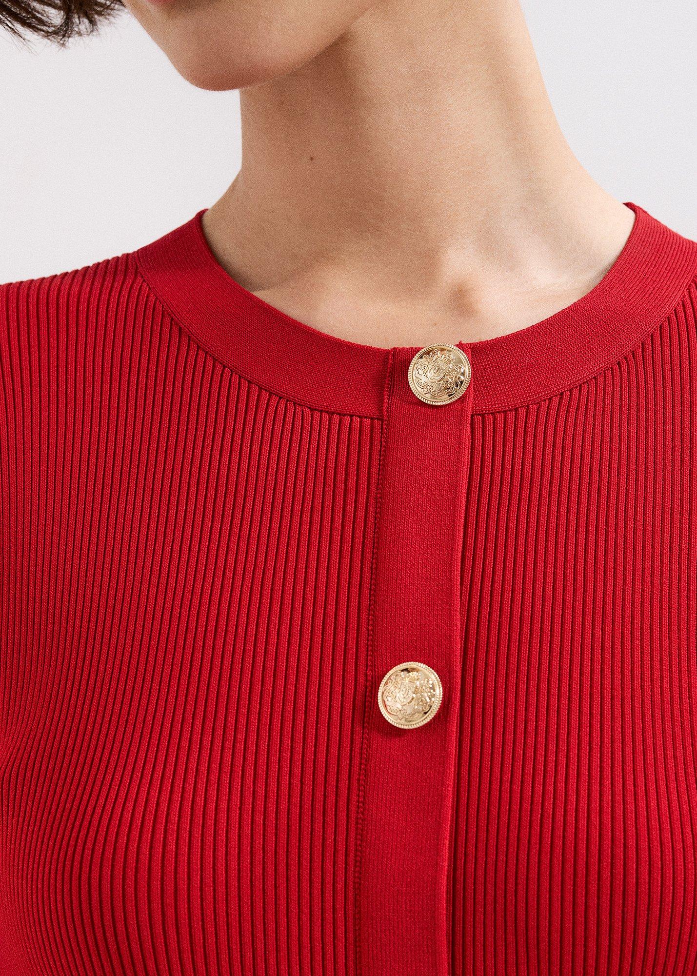 rachel-red-fit-and-flare-ribbed-swing-dress