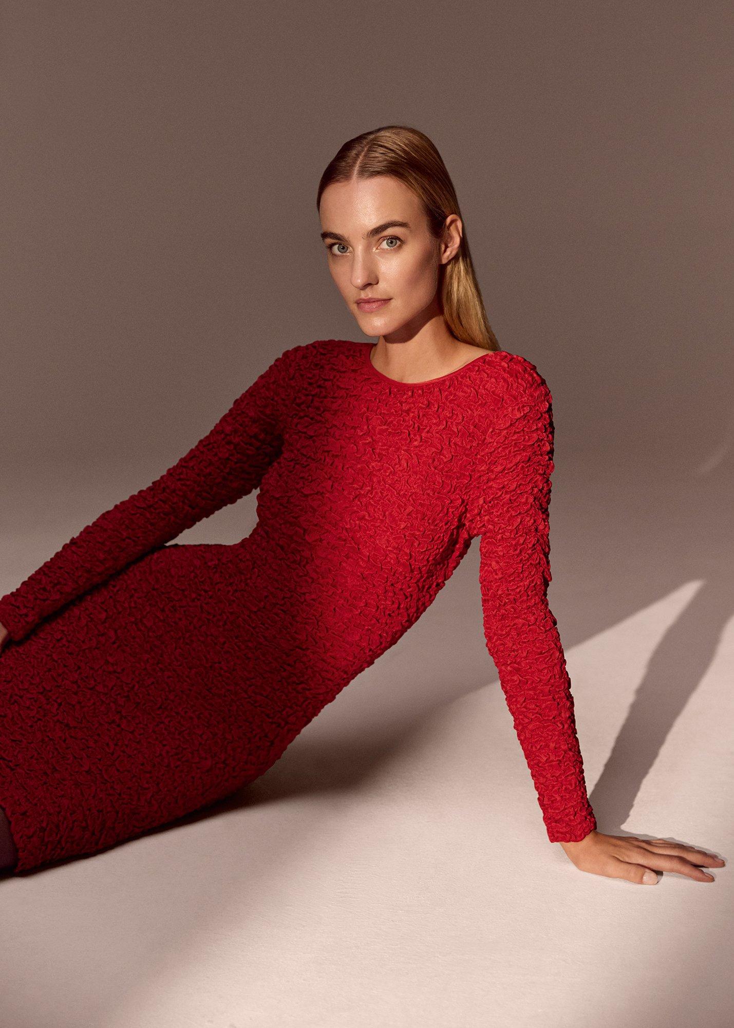 Eliza Red Textured Mini Dress