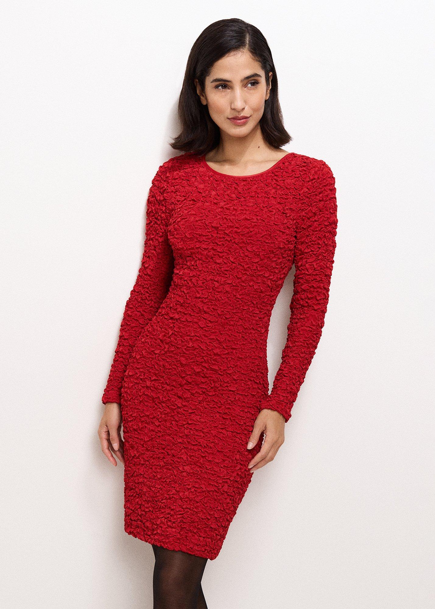 ${product-id}-Eliza Textured Dress-Red-${view-type}