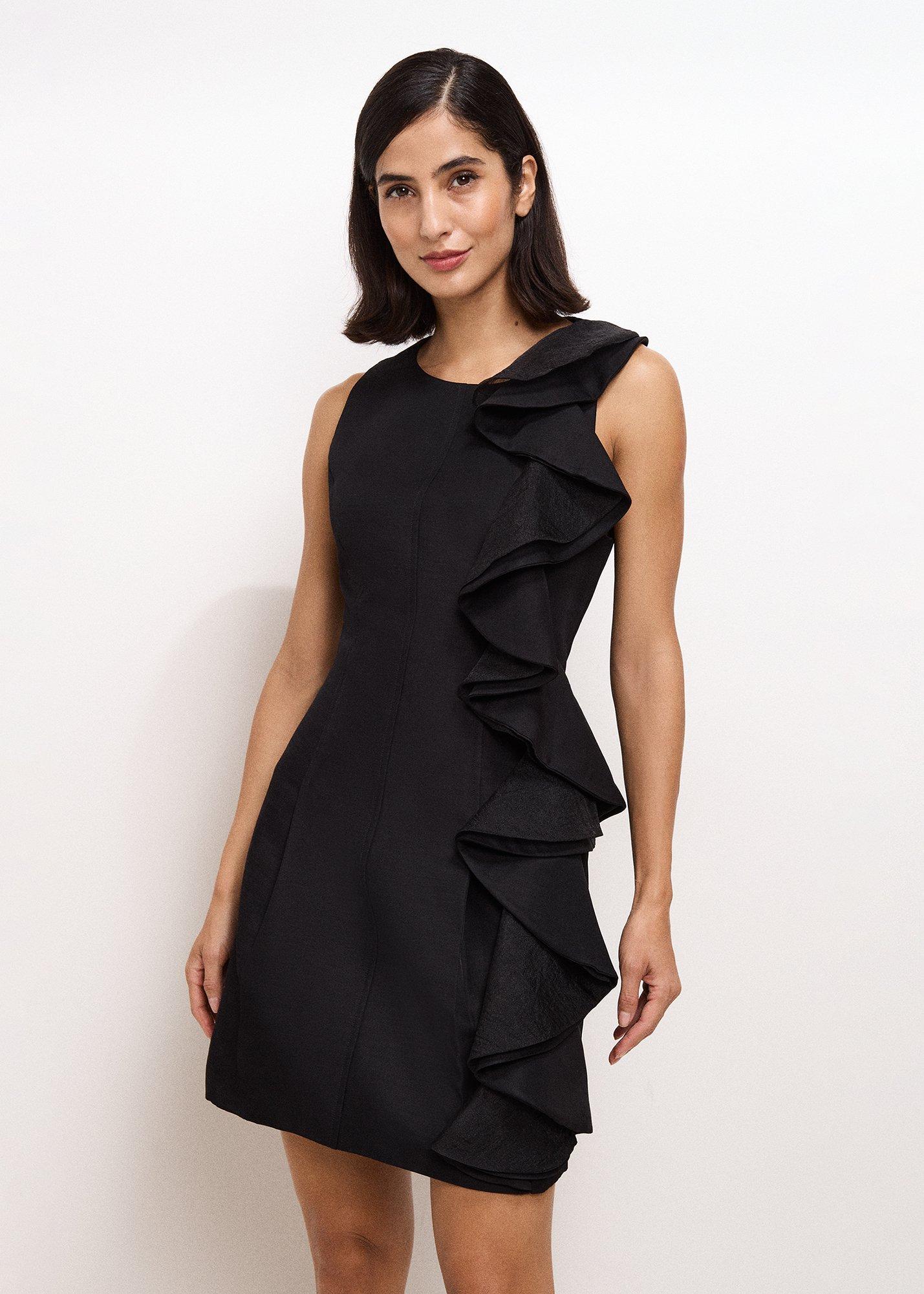 Lois Black Ruffle Mini Dress