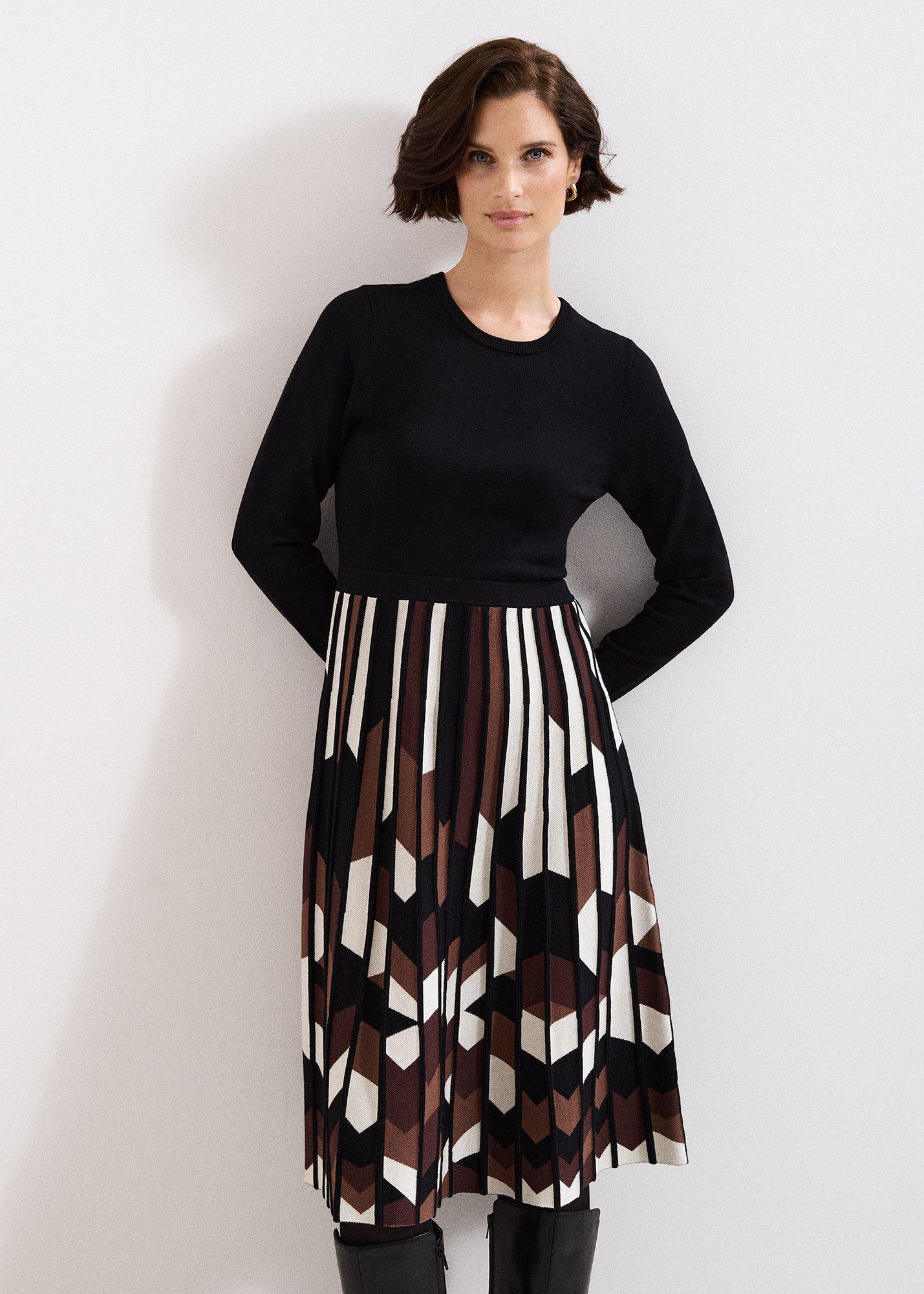 ${product-id}-Maci Pleated Dress-Brown-${view-type}