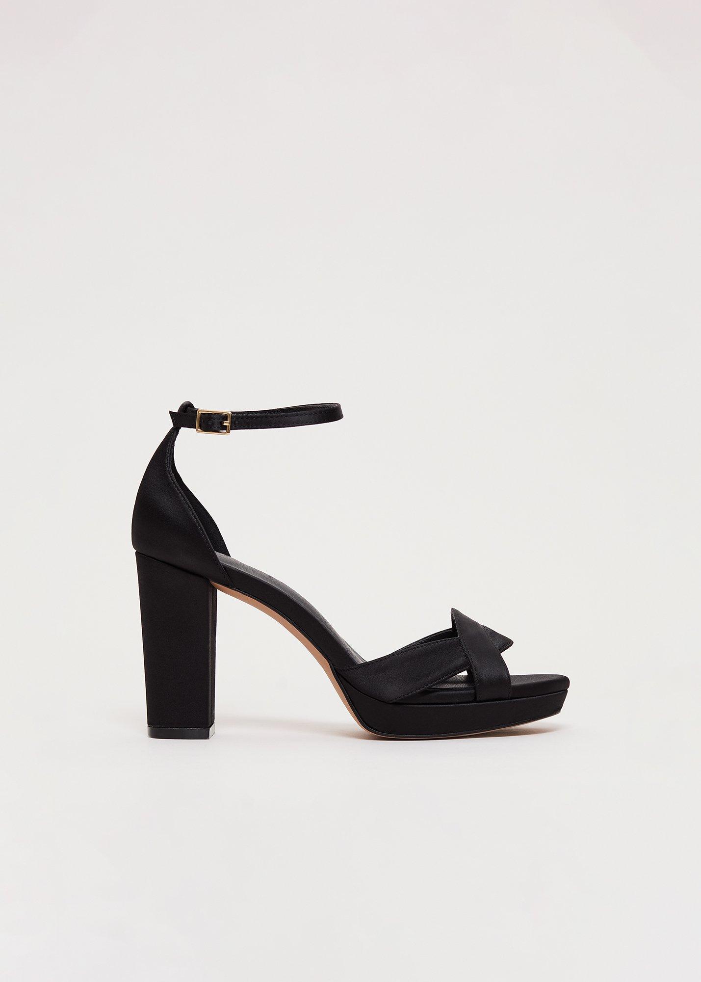 Satin Black Platform Sandal