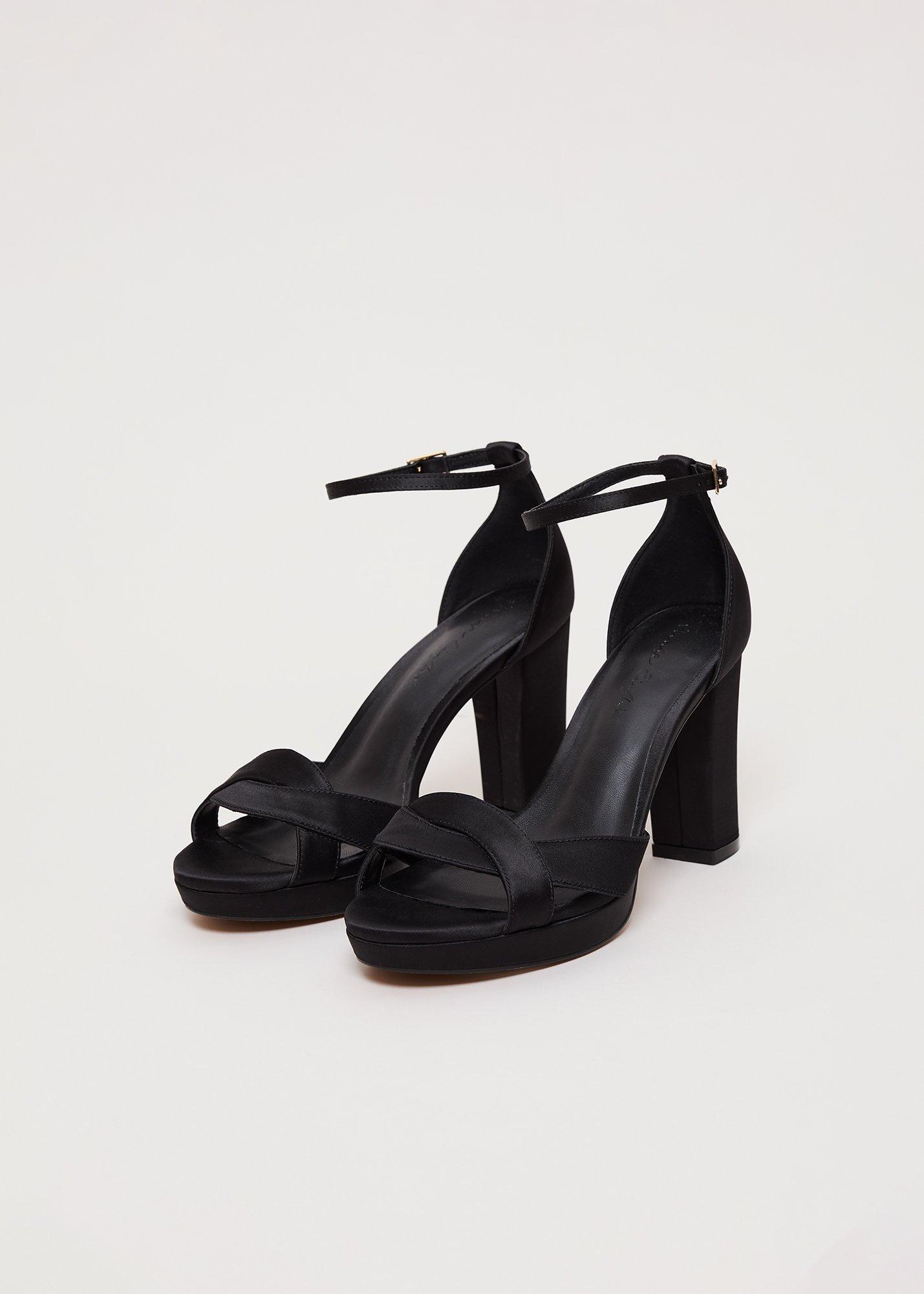 Satin Black Platform Sandal