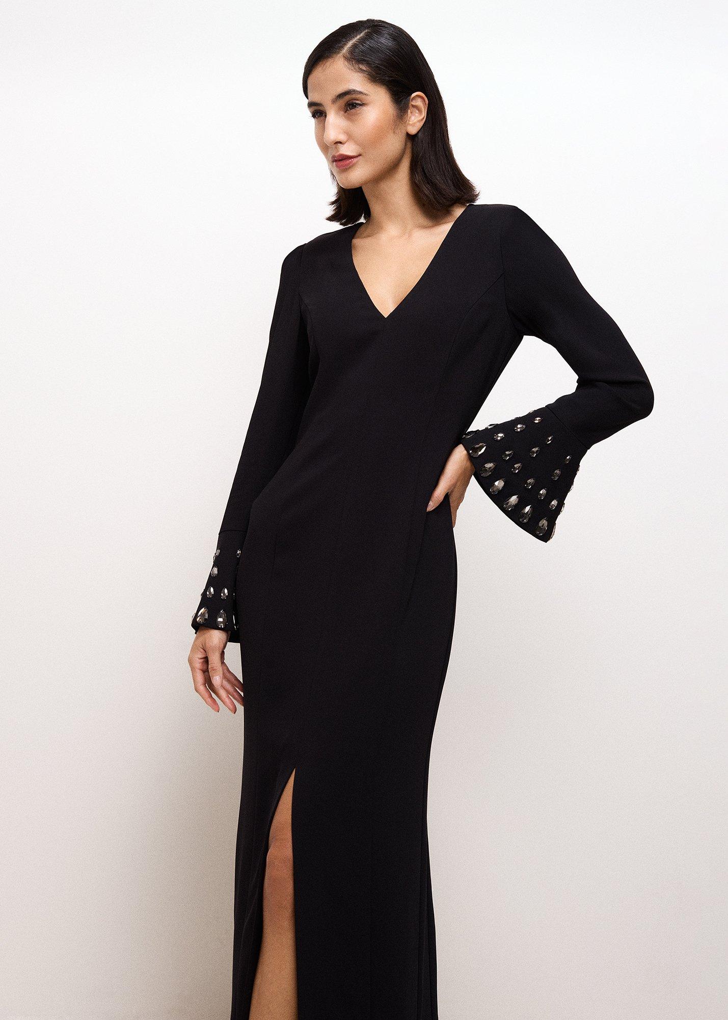 Claria Black Jewelled Maxi Dress
